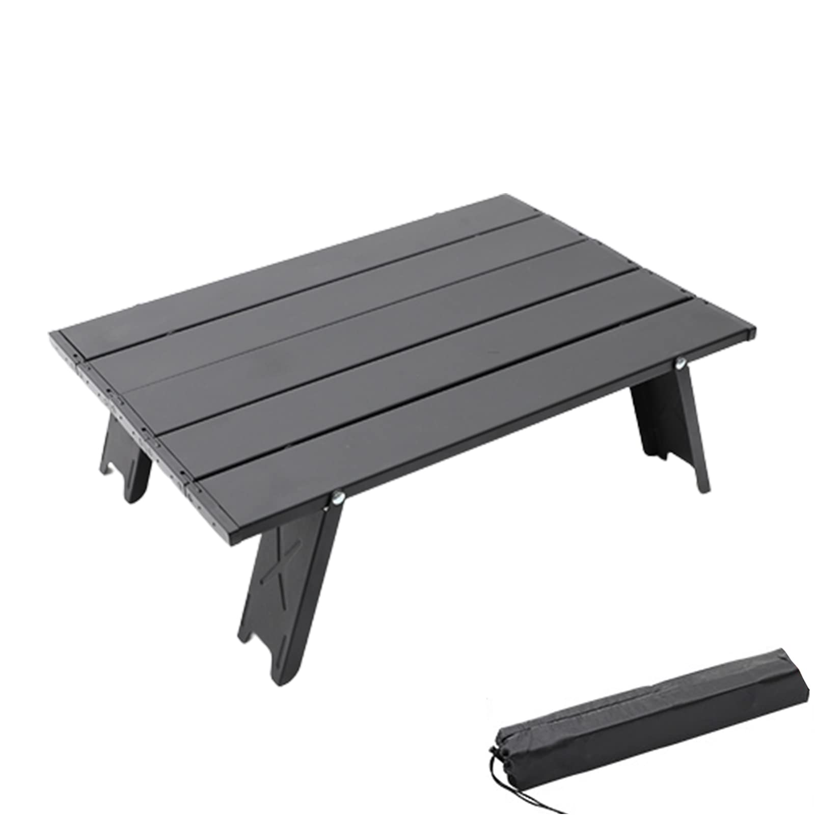 Ultralight Portable Aluminum Folding Table - Compact Outdoor Picnic Table for Beach, Camping, BBQ & Travel - Foldable Coffee & Tea Desk (Black) - Perfect for Backpacking, Tailgating & Small Space Living