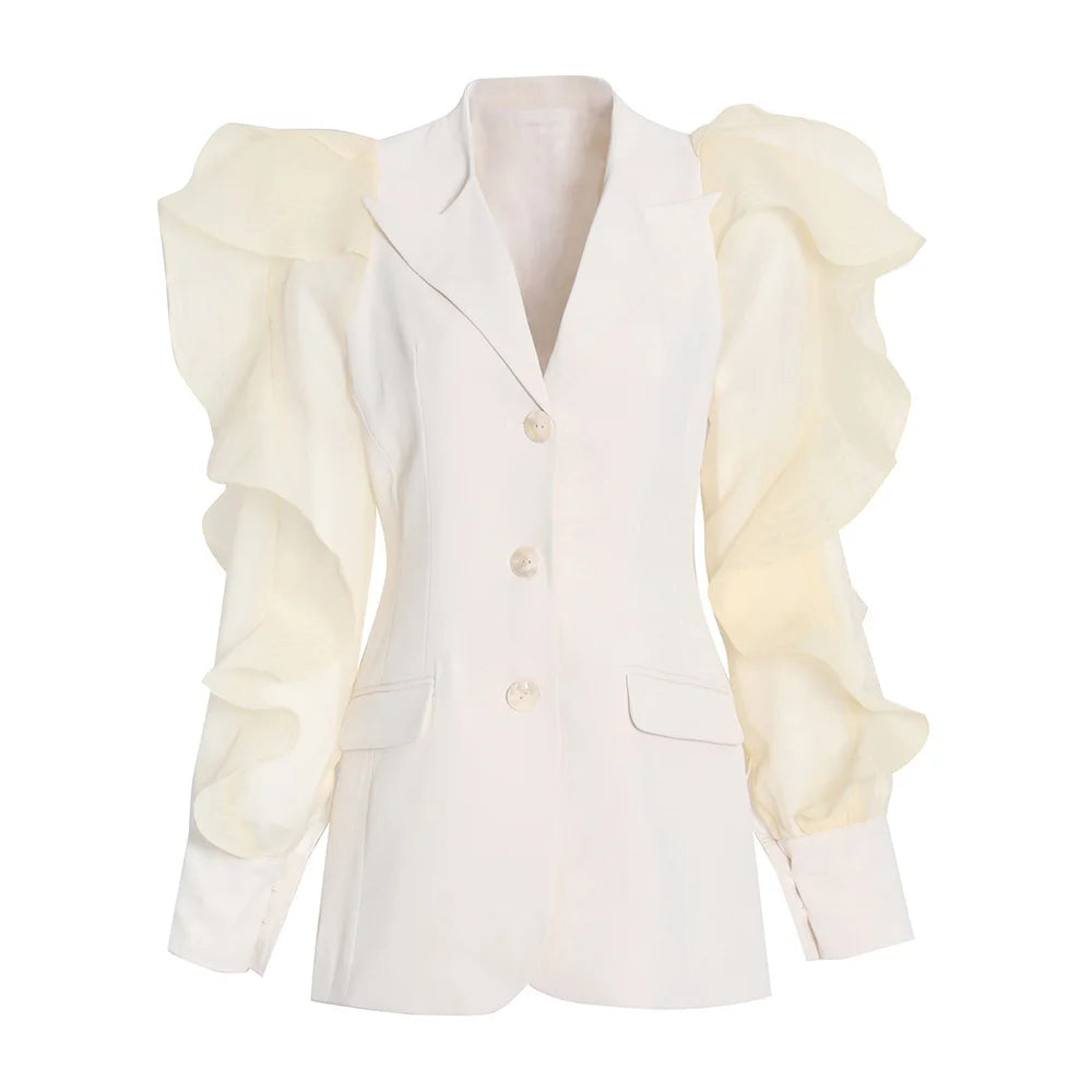 Women's Asymmetrical Slim Fit Blazer - Notched Collar Long Sleeve Single Breasted Solid Color Jacket for Office Work, Business Meetings & Formal Events