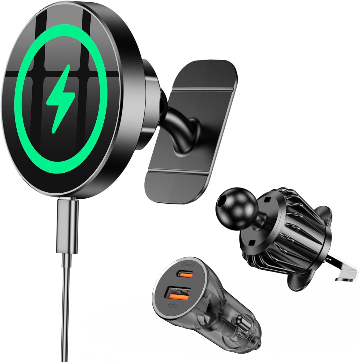 20 Strong Magnets 15W Magsafe Car Mount Charger - Wireless Car Phone Holder for iPhone 15/14/13/12 Pro Plus Max with MagSafe Case | Dashboard & Vent Mount for Safe Driving & Hands-Free Charging