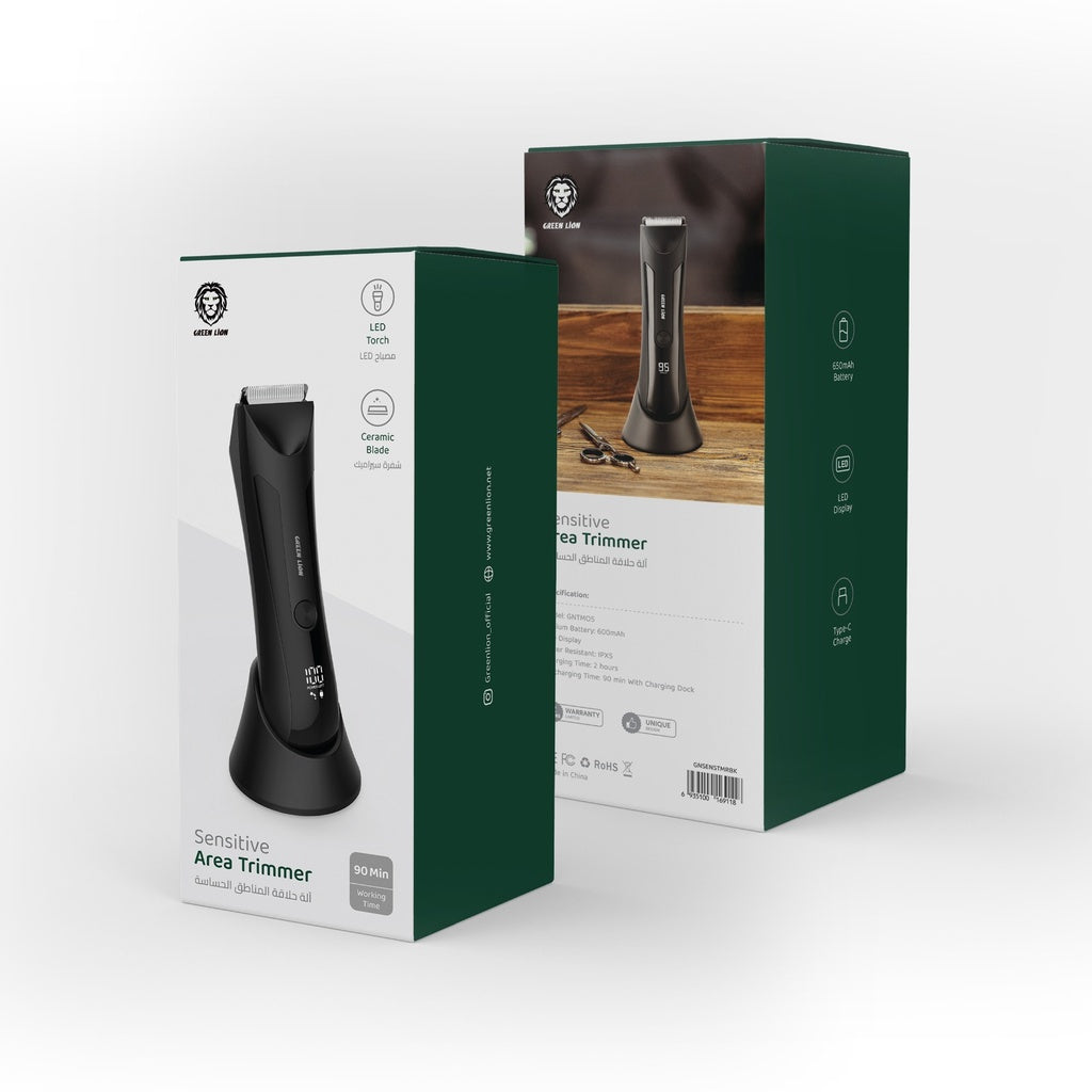 Green Lion Sensitive Area Trimmer for Men & Women - Painless & Precise Bikini, Underarm & Body Hair Trimmer - Perfect for Sensitive Skin Care & Grooming at Home or Travel