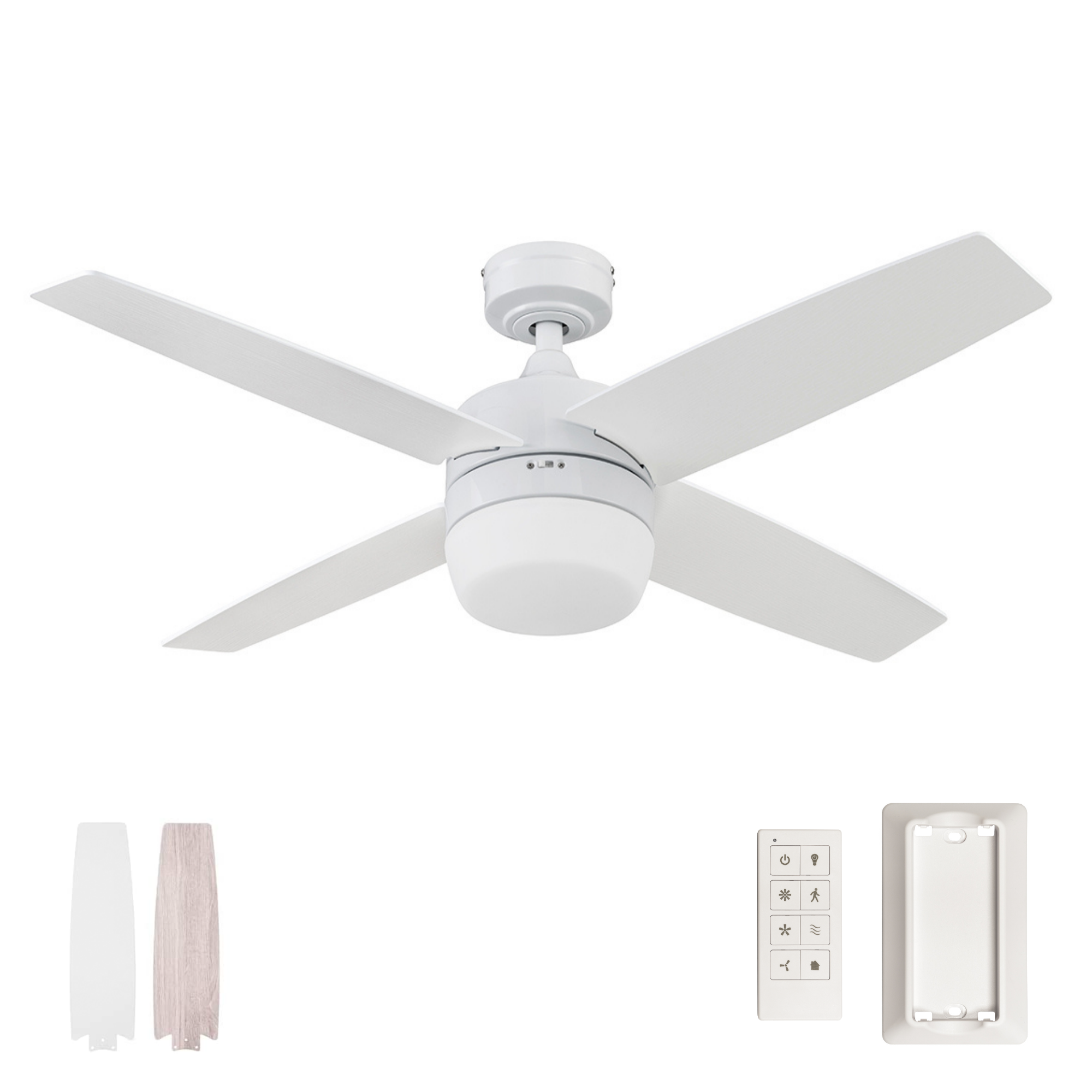 44 Inch White Atlas Ceiling Fan with Remote Control - Perfect for Living Room, Bedroom, and Outdoor Spaces