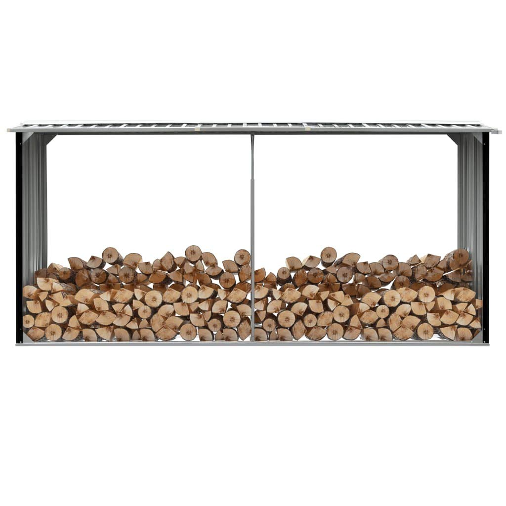 Galvanized Steel Firewood Rack Outdoor - Heavy Duty Log Storage Shed for Firewood, 129.9 x 36.2 x 60.2 Inches (LxWxH), Anthracite - Perfect for Patio, Backyard, and Garden Wood Storage