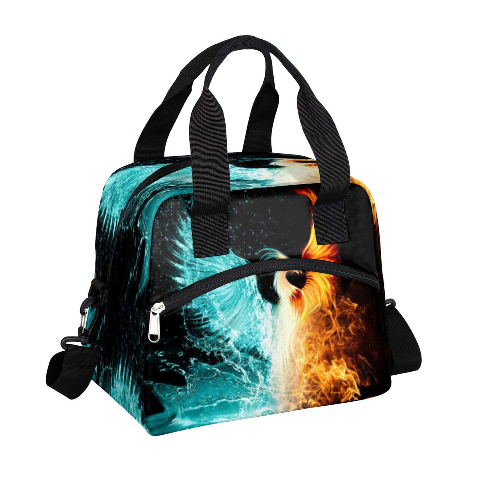 Insulated Lunch Bag with Art Phoenix Design - Reusable Leakproof Cooler Tote for Meal Prep, Work & School | Adjustable Shoulder Strap for Men & Women | Perfect for Travel, Picnics & Office Lunch Storage