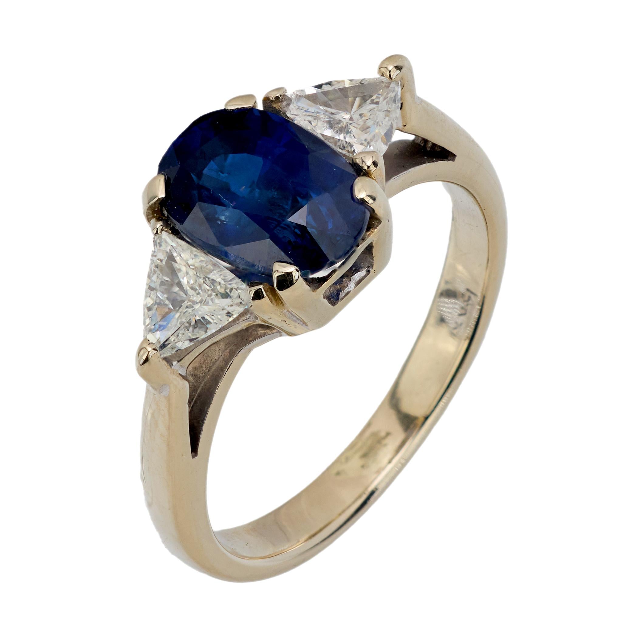 2.13 Carat GIA Certified Natural No Heat Sapphire & Diamond 14K White Gold Three Stone Engagement Ring for Women - Perfect for Proposals, Anniversaries & Special Occasions