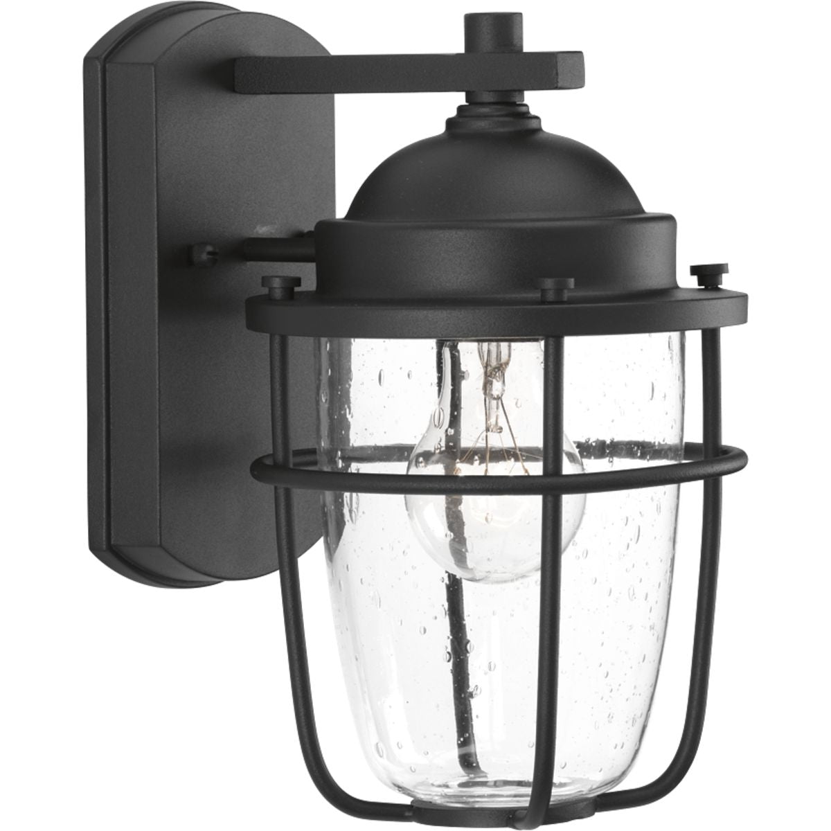 Holcombe Small Wall Lantern - Outdoor Lighting Fixture for Porch, Patio & Garden - Weatherproof Black Metal Exterior Sconce with Clear Glass Shade