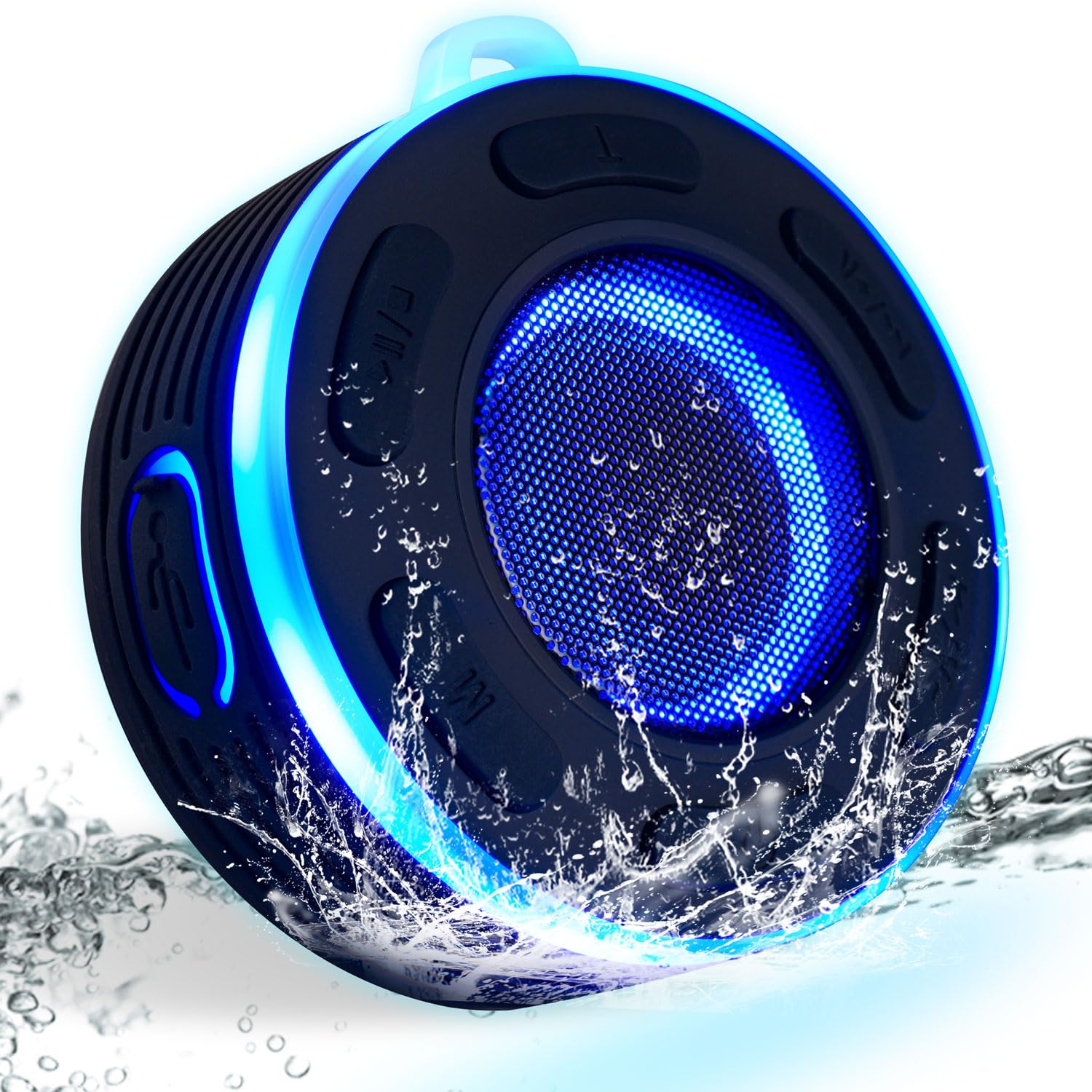 JK&EROSSTARS 便携蓝牙音箱 - HiFi立体声 LED灯 IP7防水 带吸盘 内置麦克风 免提通话 适用于户外、浴室、露营、派对、旅行