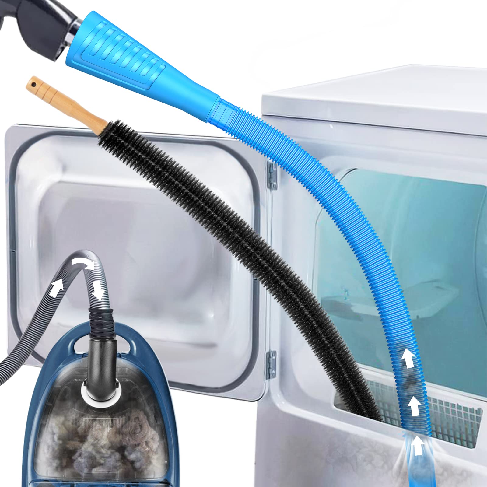 Sealegend 2-Piece Dryer Vent Cleaning Kit with Lint Brush & Vacuum Hose Attachment - Powerful Lint Remover for Dryer Maintenance & Fire Prevention - Perfect for Home Laundry Rooms & Appliance Safety