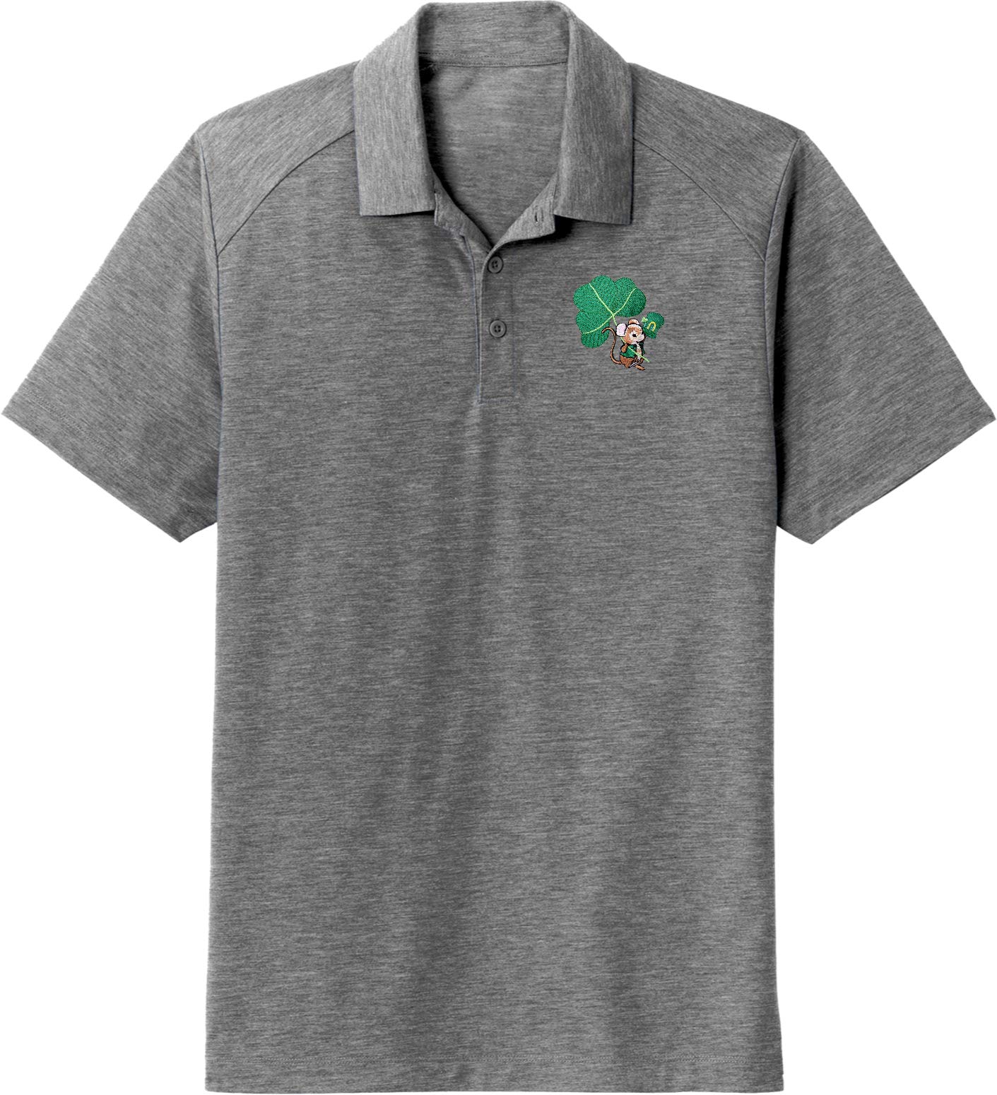 St. Patrick's Day Lucky Irish Mouse Print Moisture-Wicking Tri-Blend Polo Shirt - Perfect for Parties, Parades & Casual Wear