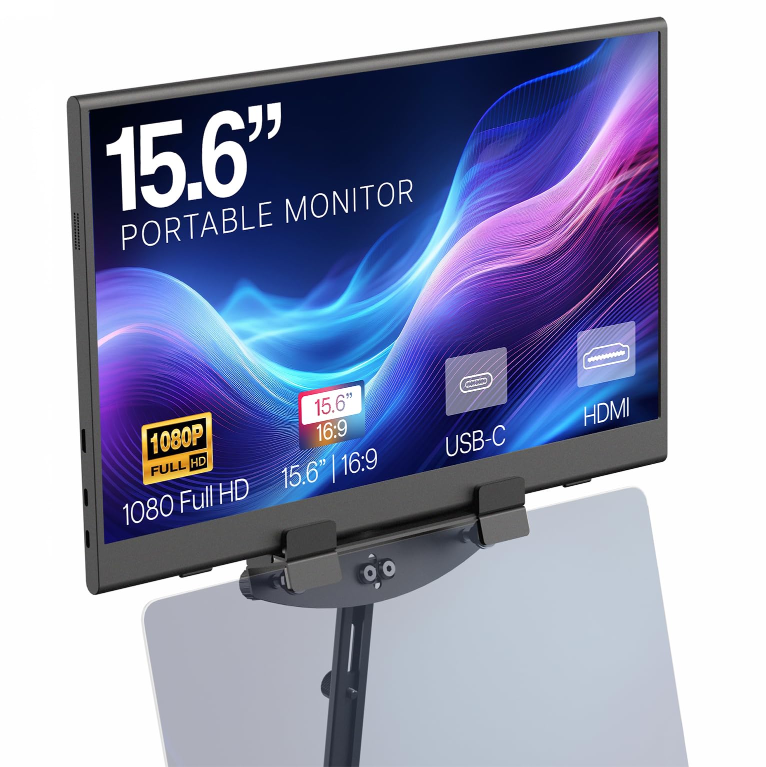 VIVO 15.6 Inch Portable Monitor for Laptop - Ultra Slim USB-C HDMI External Display with Adjustable Stand, Compatible with Laptops up to 18.5 Inches (Black) - Perfect for Work from Home, Gaming & Travel