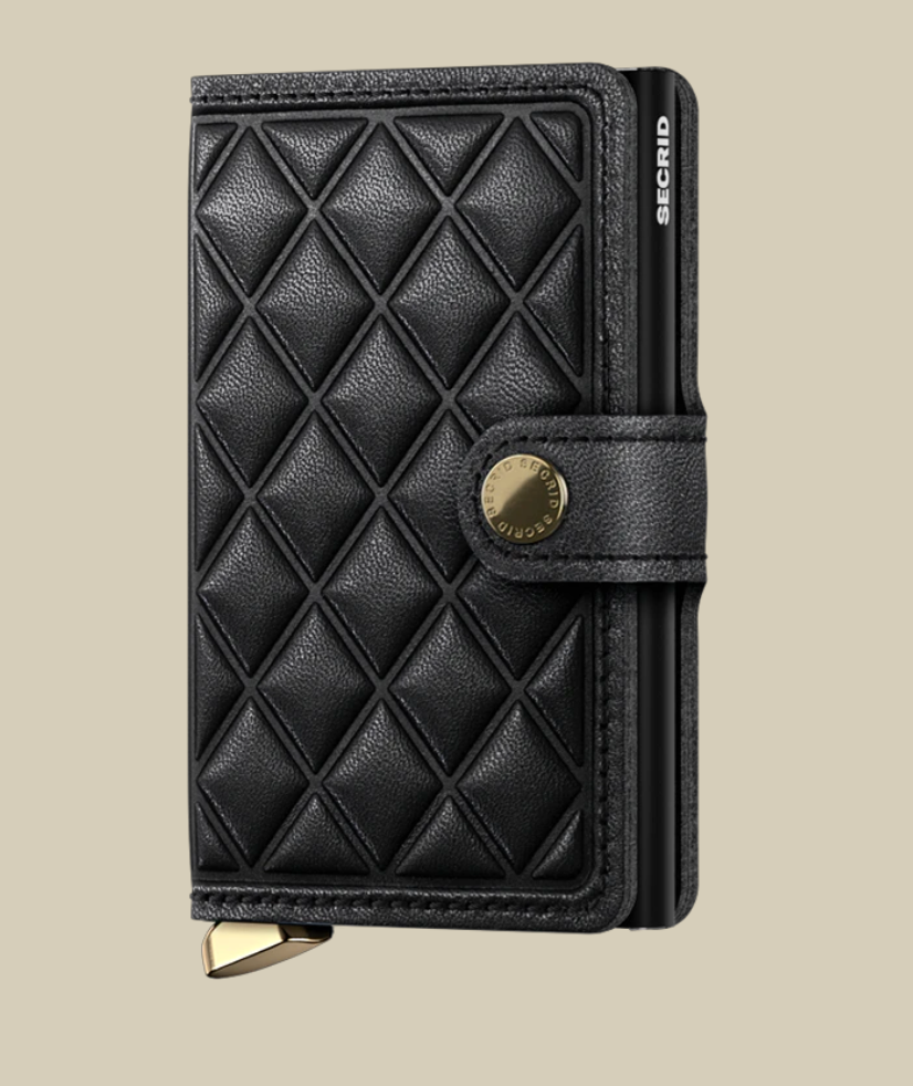 Secrid Premium Embossed Diamond Mini Wallet - RFID Blocking Leather Card Holder for Men & Women - Perfect for Travel, Business & Everyday Use