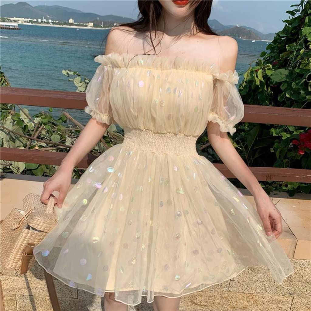 Elegant Off Shoulder Sequin Party Mini Dress for Women - Summer Casual Dress for Night Out, Club, Cocktail Party, Date Night & Special Occasions