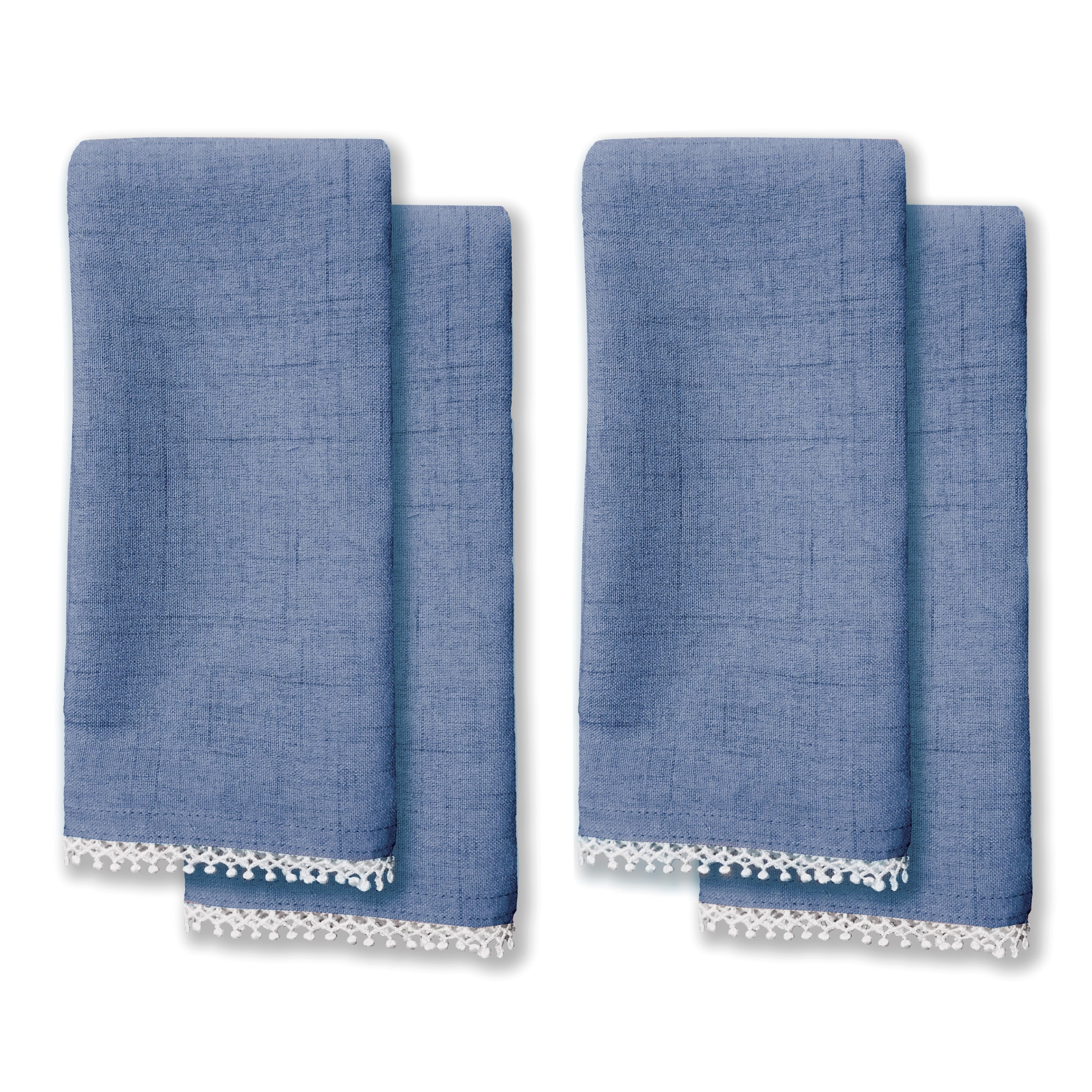 French Perle Periwinkle 19x19 Inch Cotton Napkins - Set of 4 - Elegant Dinner Table Decor for Parties & Special Occasions
