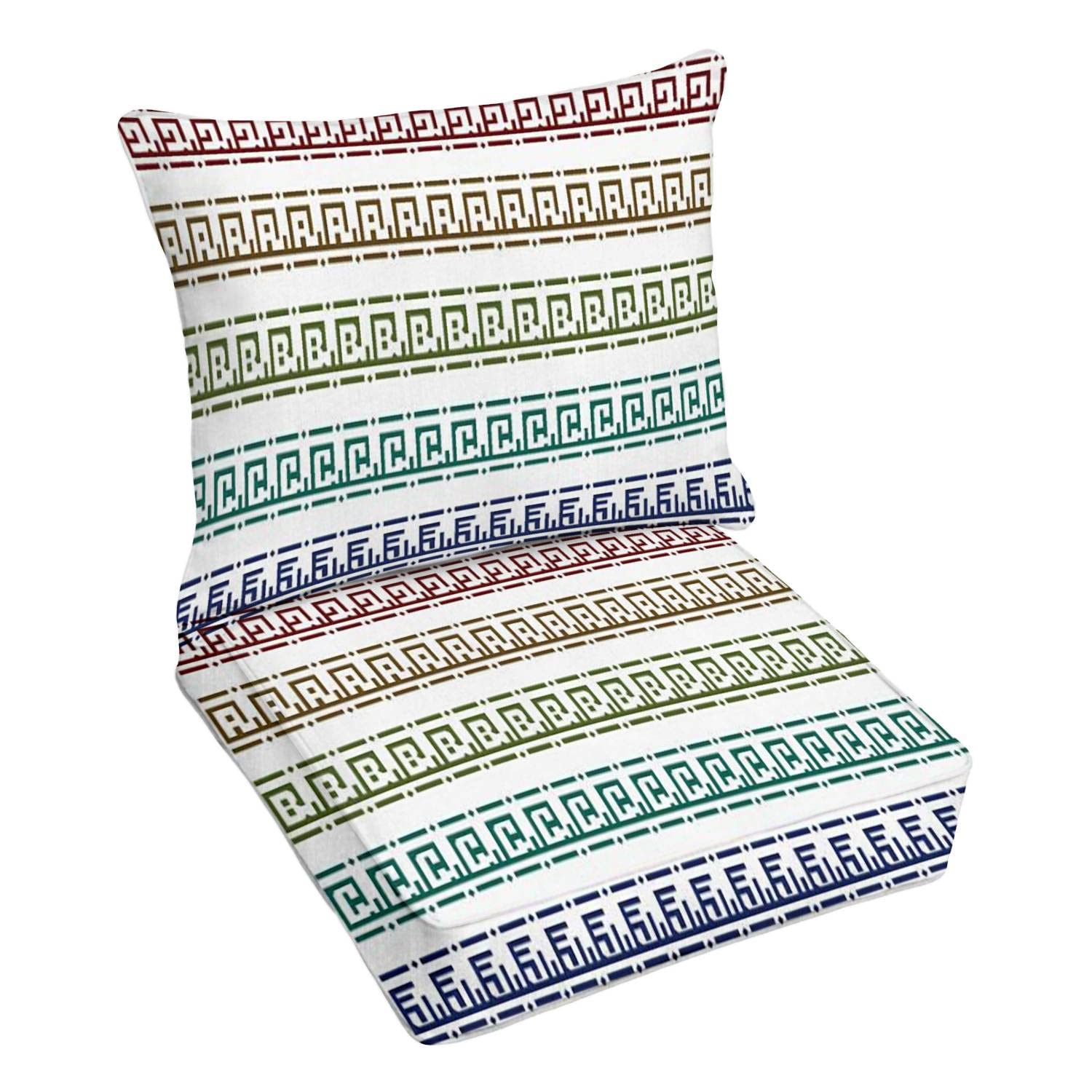 Premium Outdoor Deep Seating Cushion Set with Tribal Border - Thick Patio Furniture Replacement Cushions for Lounge Chairs, Sofas & Conversation Sets - Perfect for Backyard, Poolside & Patio Relaxation
