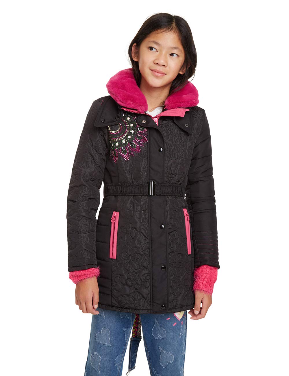 Desigual Girls' Asaí Winter Coat - Waterproof Warm Jacket for Kids | Outdoor Play, School, and Cold Weather Activities