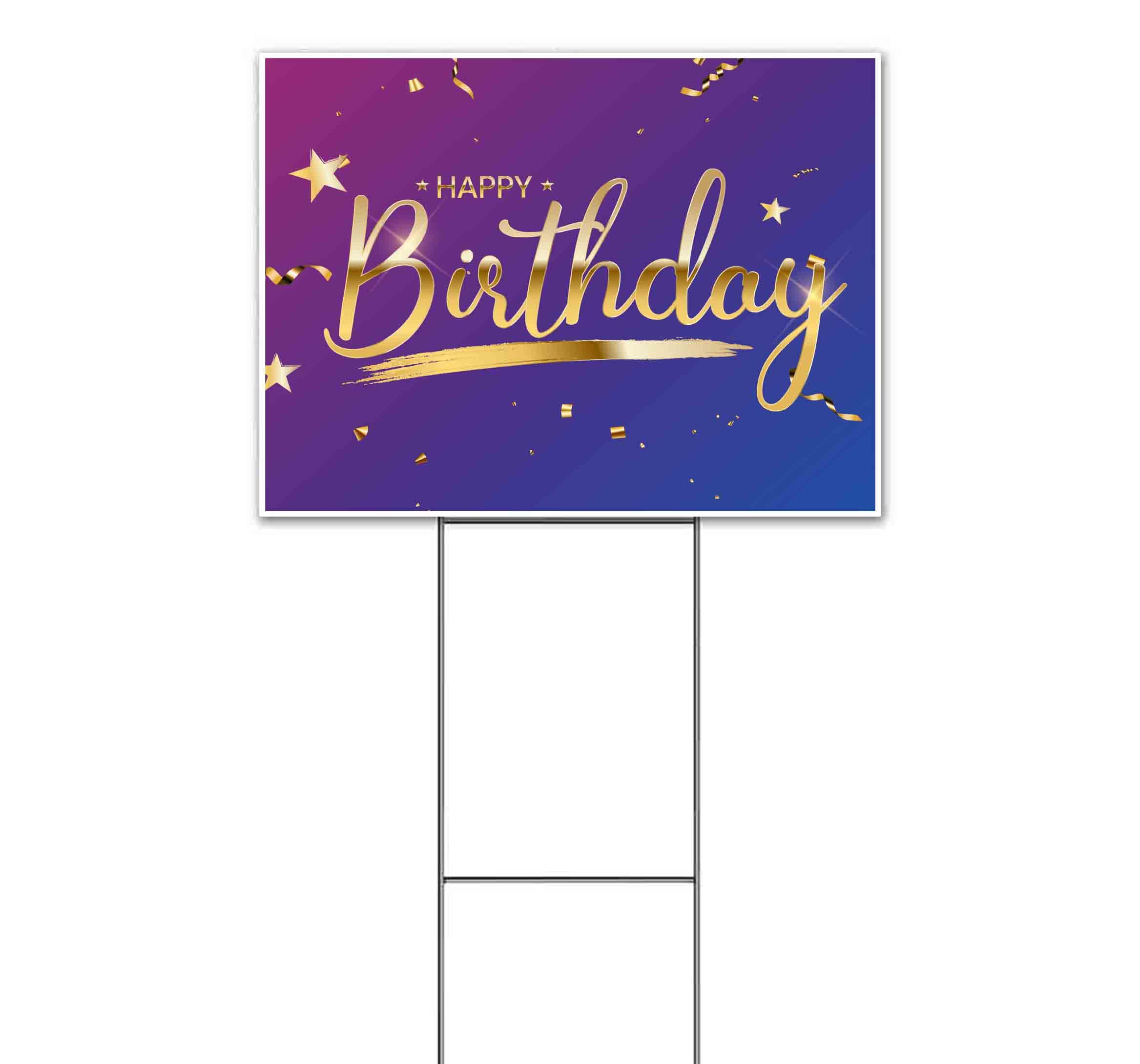 Happy Birthday Yard Sign 18x24 Inches - Metal Step Stake Included | Multi-Pack Discounts | Durable Outdoor Advertising Sign for Parties & Events | Made in USA