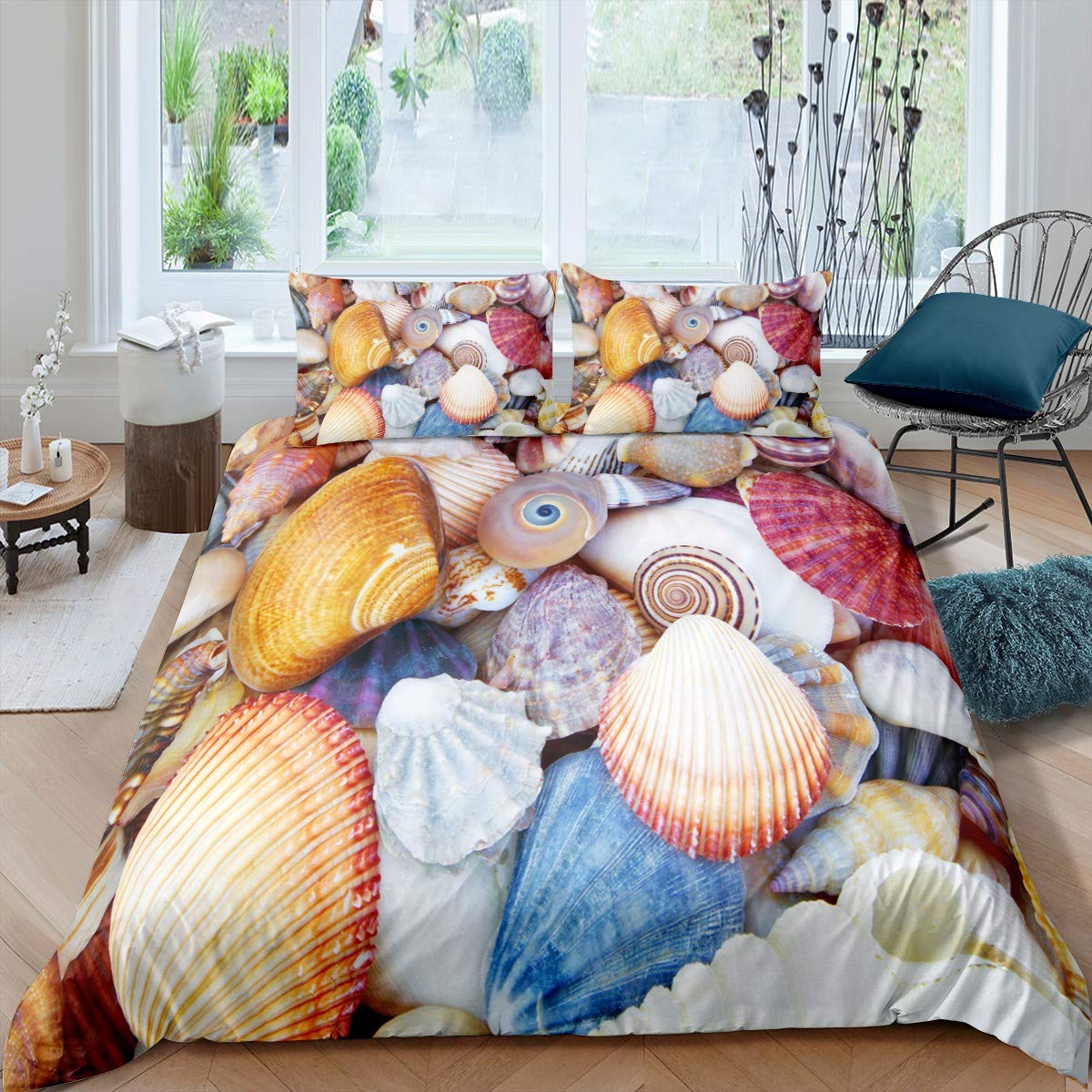 3D Ocean Marine Themed Starfish Bedding Set - Twin Size Duvet Cover with Beach Conch & Hawaiian Sealife Animals Print for Kids' Room Decor (2-Piece Set) | Perfect for Boys & Girls Bedrooms, Beach-Themed Nurseries, and Coastal Home Decor