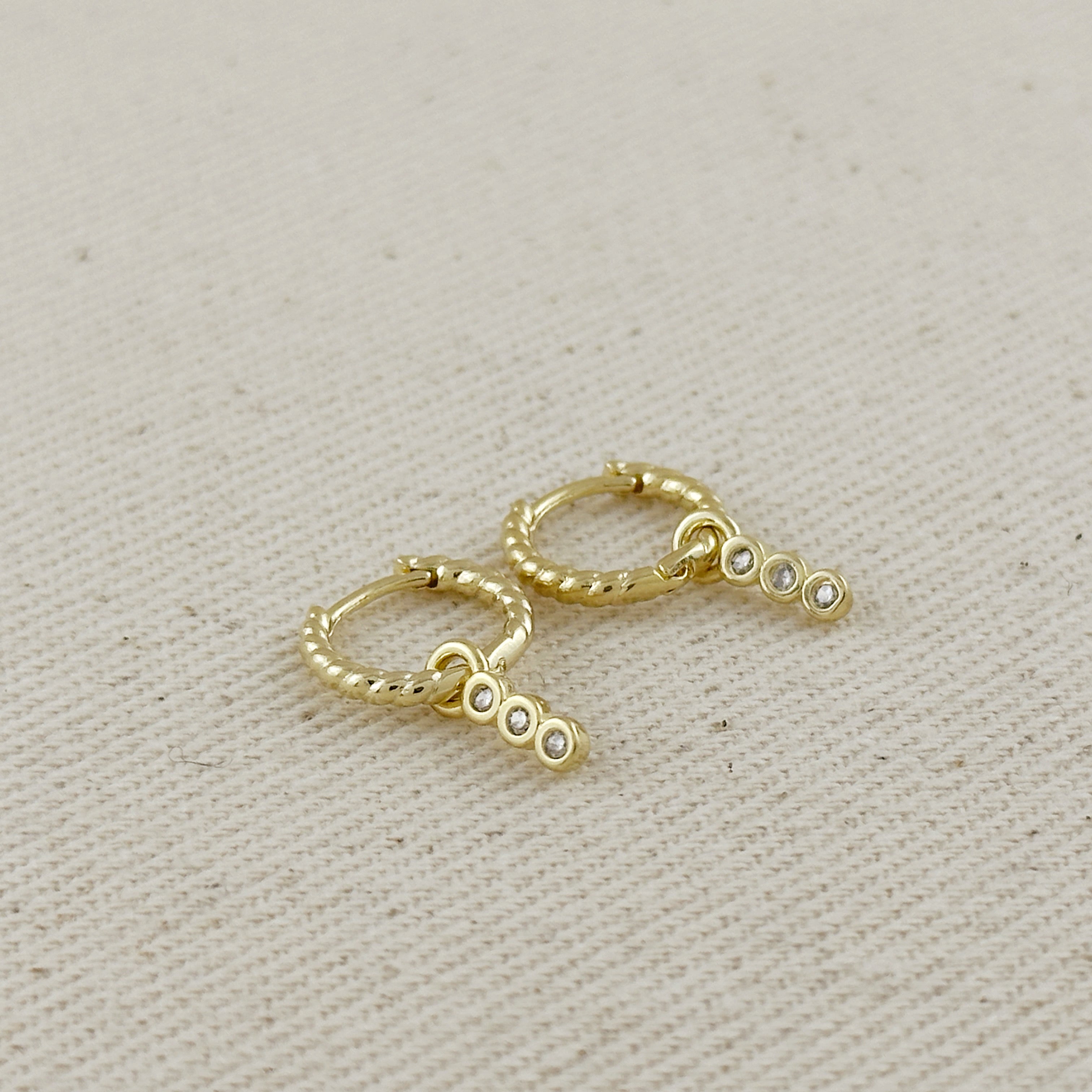 18K Gold Filled Mini Twisted Hoop Earrings with CZ Charm - Dainty Elegant Jewelry for Women, Perfect for Everyday Wear, Date Night & Special Occasions