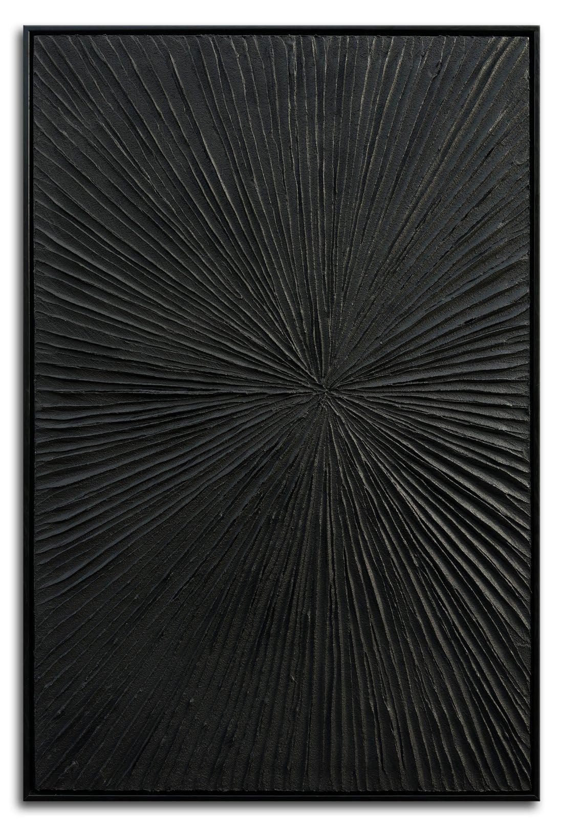 Modern Abstract Framed Black Relief Wall Art - Handmade Oil Painting on Canvas with Quartz Sand Texture - Elegant Home Decor for Living Room, Bedroom & Office