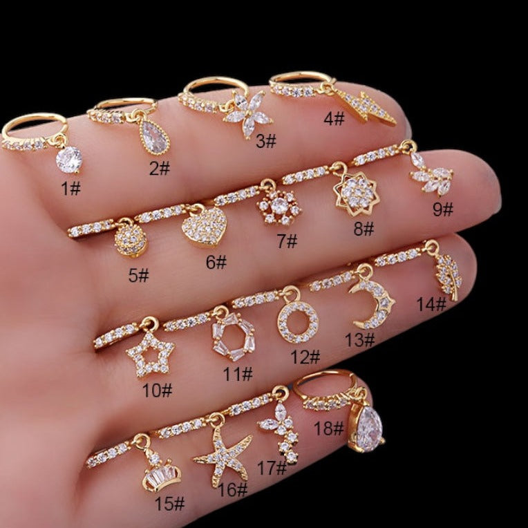18K Gold Starfish Dangle Hoop Septum Ring - Elegant Nose Piercing Jewelry for Women | Perfect for Beach Parties, Summer Fashion & Boho Style Accessories