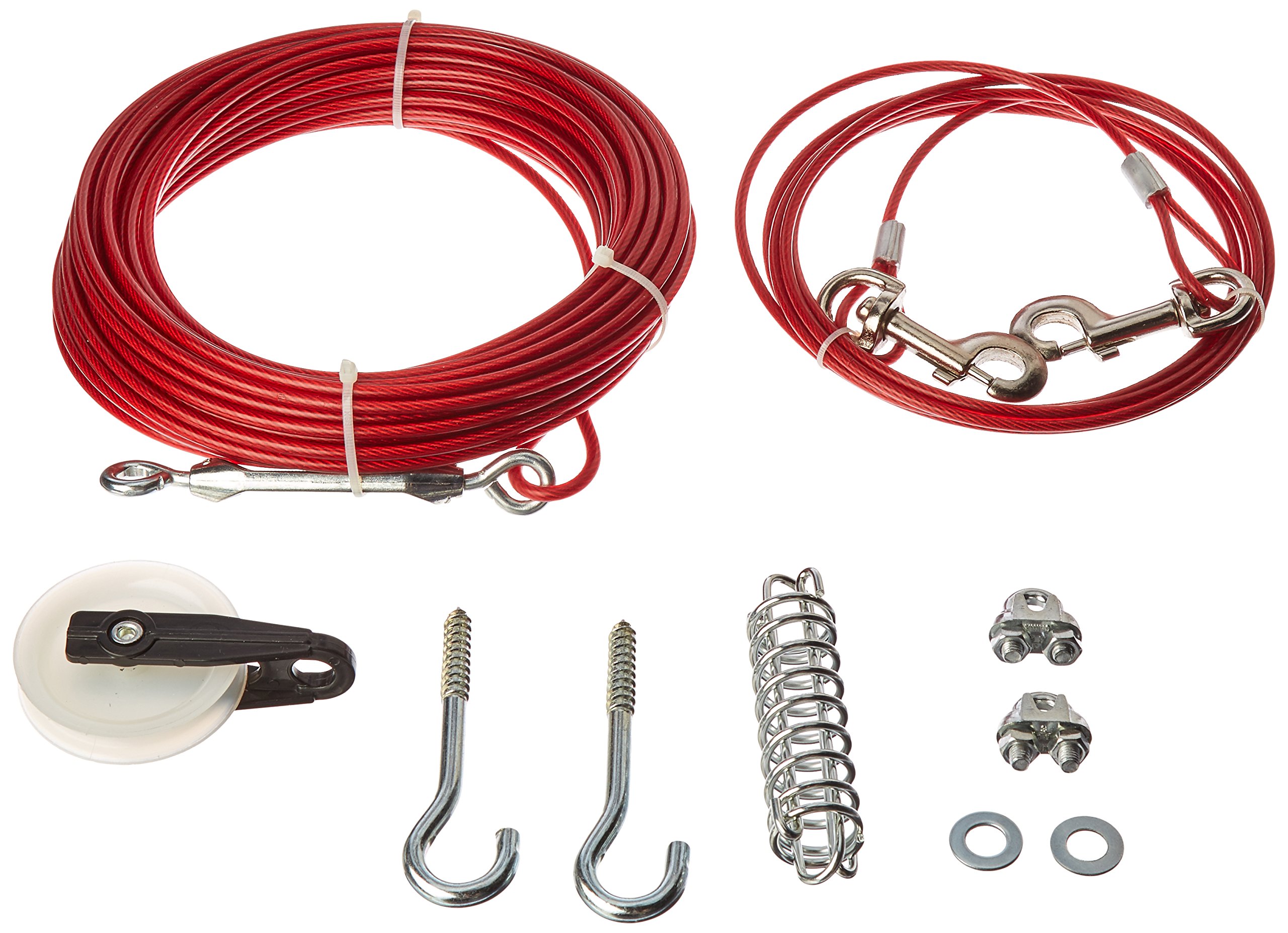 Ruffin' It 50ft Dog Trolley System with 10ft Tie-Out Cable - Heavy Duty for Dogs Up to 100lbs - Perfect for Backyard, Camping & Outdoor Activities