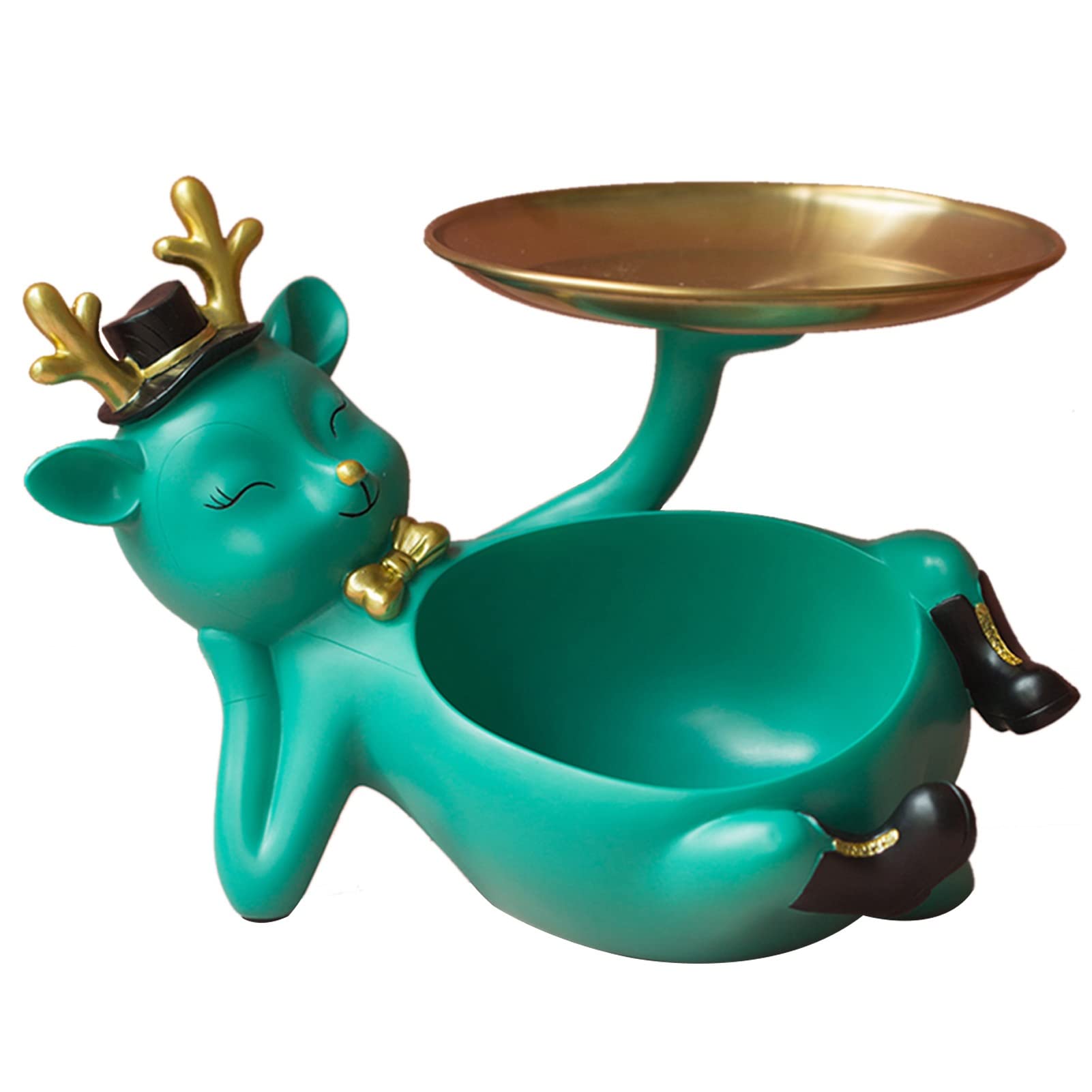 JKGHK Modern Resin Sculpture - Creative Home Decor Statue, Key & Jewelry Storage Bowl, Decorative Desktop Tray for Keys, Candy, Rings - Perfect for Living Room, Bedroom, or Office Organization (Green)
