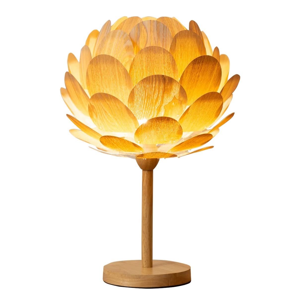Handmade Japanese Rattan Wood Table Lamp - Bohemian Lotus Flower Bedside Light for Bedroom, Study & Reading | Home Decor with Power Switch Button | Perfect for Cozy Nights & Relaxing Ambiance