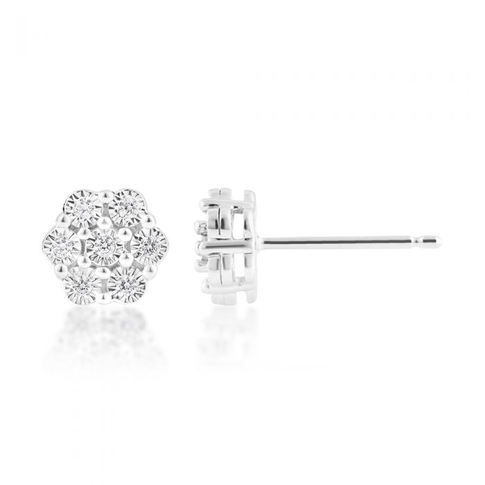0.10 Carat Diamond Stud Earrings in Sterling Silver - Dainty & Elegant Jewelry for Women - Perfect for Everyday Wear, Gifts & Special Occasions