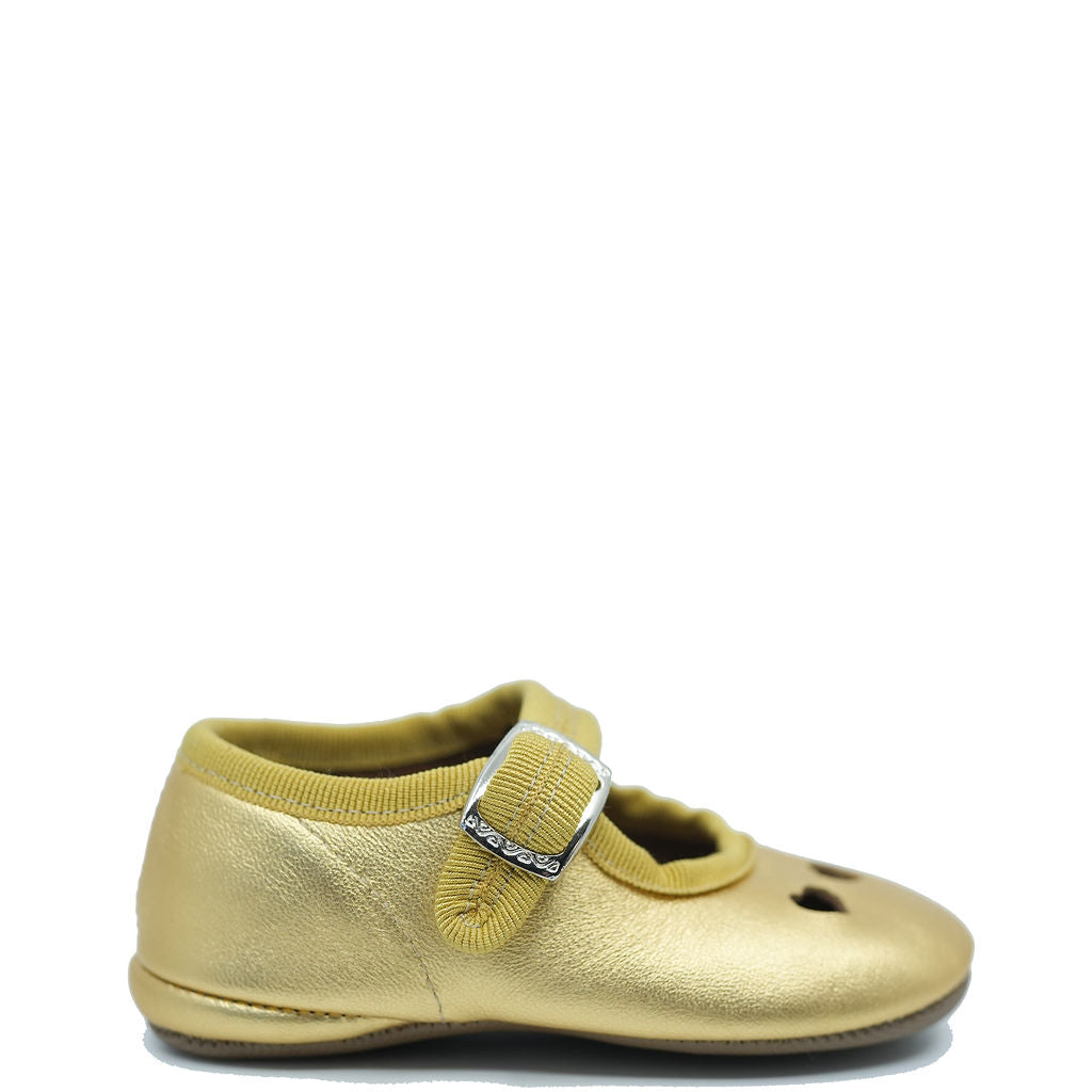 Pepe Gold Heart Cutout Mary Jane Flats - Elegant Women's Casual Shoes for Work, Dating & Special Occasions