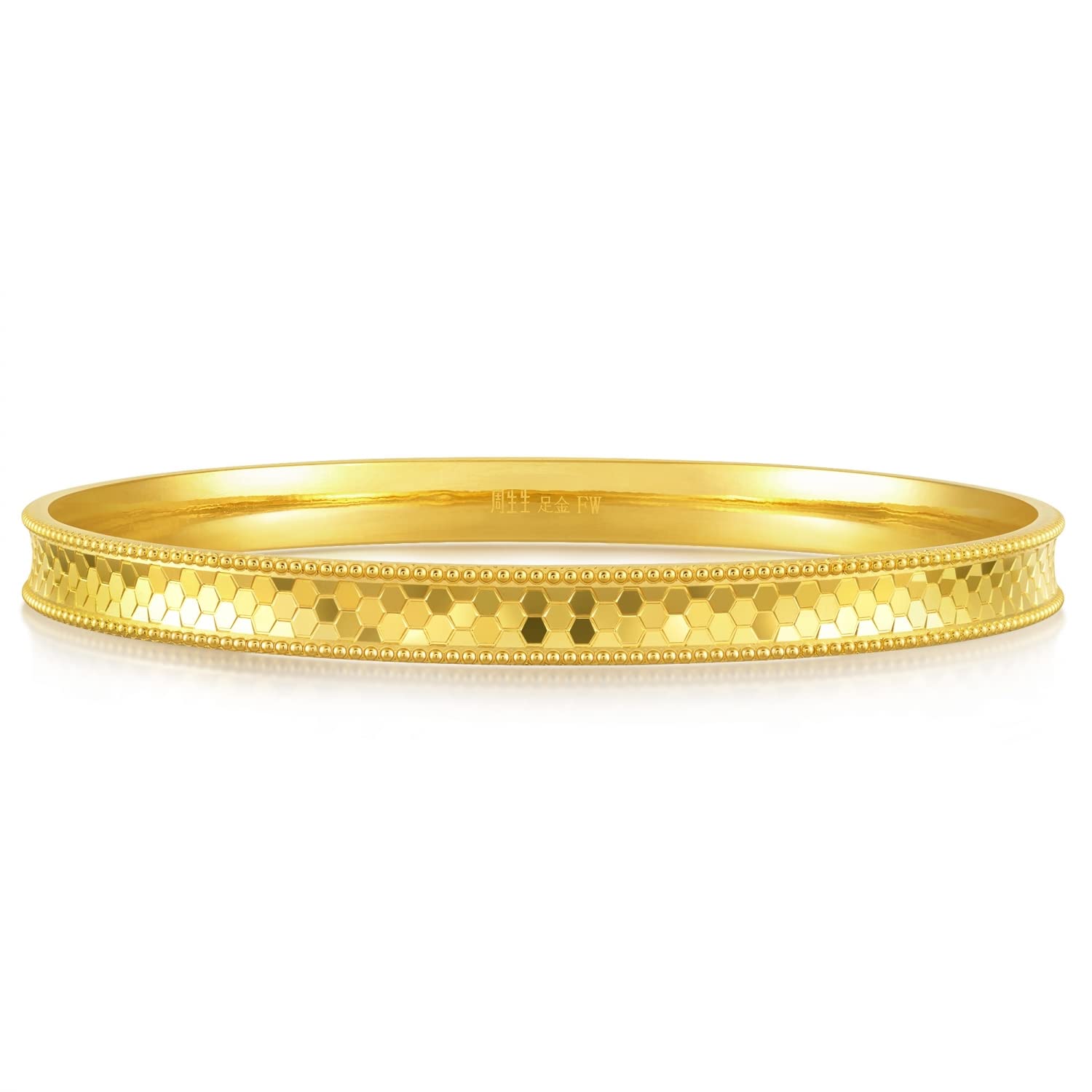 Chow Sang Sang 24K Solid Gold Mirror Finish Slip-On Bangle for Women - 999.9 Pure Gold, Price by Weight - Elegant Gift for Weddings, Anniversaries & Special Occasions