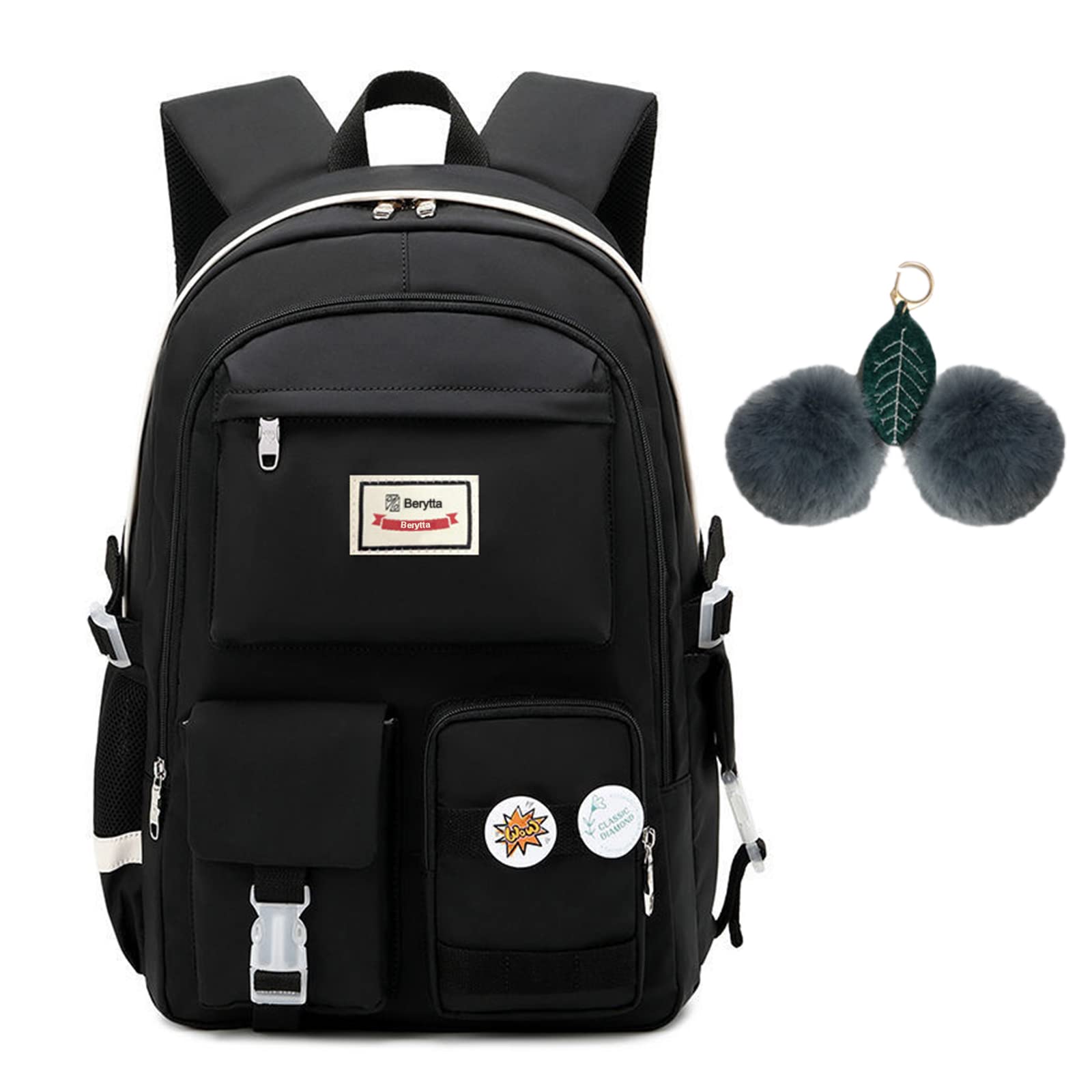 Stylish Unisex Travel Backpack - Durable School Bookbag for Women, Men, Boys & Girls - Perfect for College, High School & Elementary Students - Versatile for Daily Use, Commuting & Outdoor Adventures (Black)