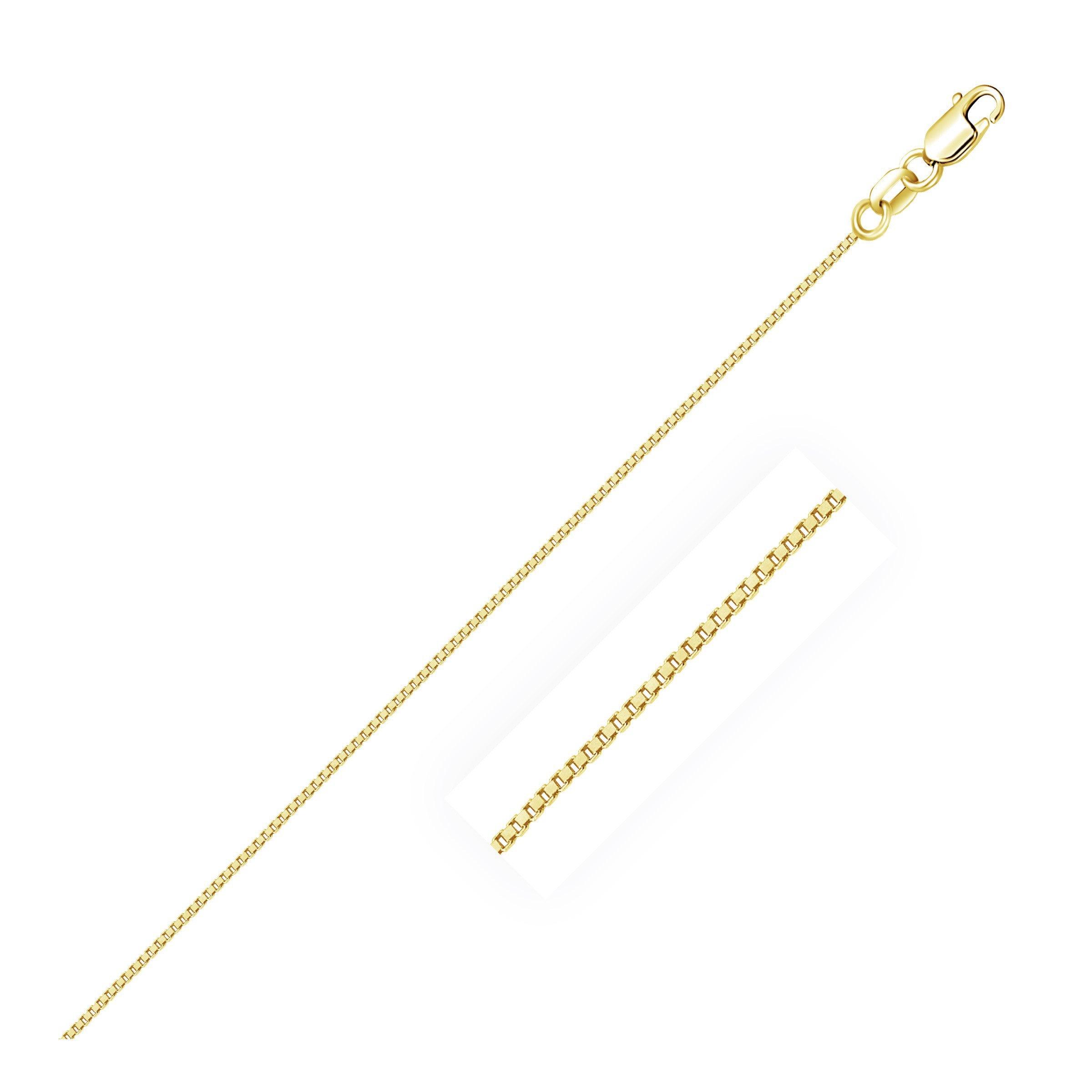 14K Yellow Gold Classic Box Chain Necklace 0.6mm - Dainty & Elegant Jewelry for Women, Perfect for Layering, Gift Giving & Everyday Wear