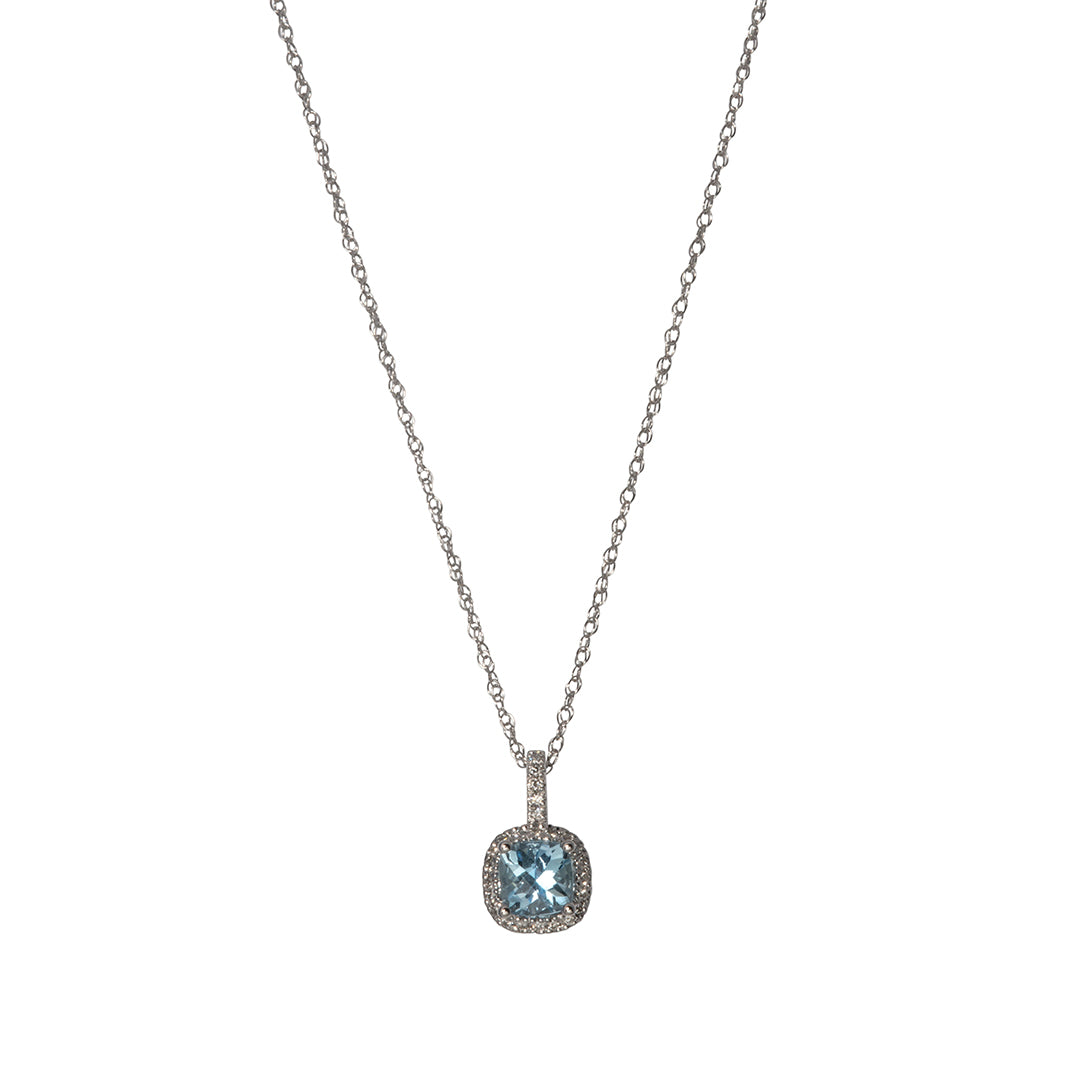 14K Gold Aquamarine & Diamond Pendant Necklace for Women - Elegant Birthstone Jewelry Gift for Birthday, Anniversary & Special Occasions