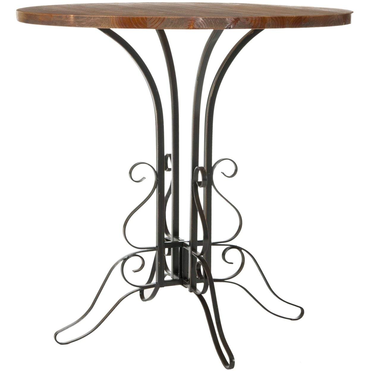 Safavieh Avery Black Iron and Brown Pine Accent Table - Stylish Side Table for Living Room, Bedroom, or Office Decor