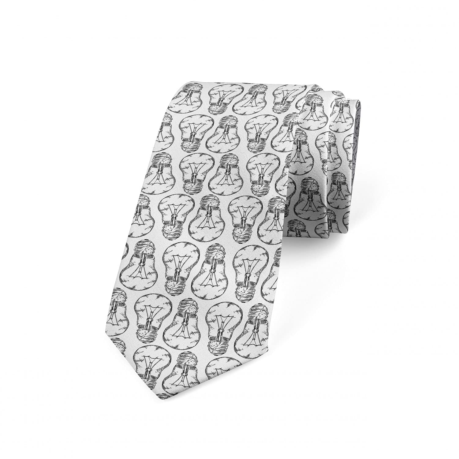 Ambesonne Retro Sketch Drawn Lamps Necktie - 3.7