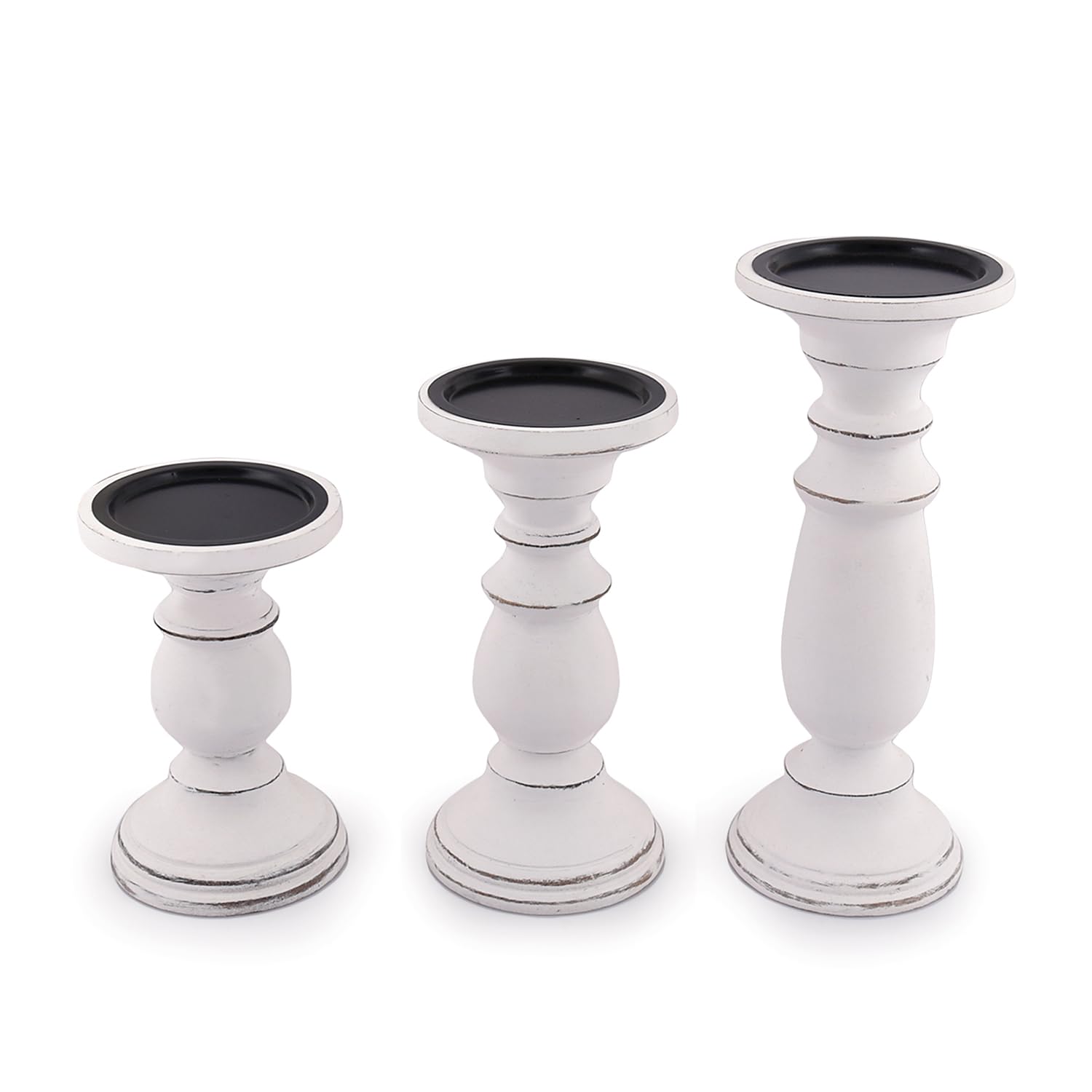Samhita Set of 3 Hand Carved Wooden Candle Holders - Natural Decorative Home Decor for Living Room, Dining Table, Wedding Centerpiece & Romantic Ambiance
