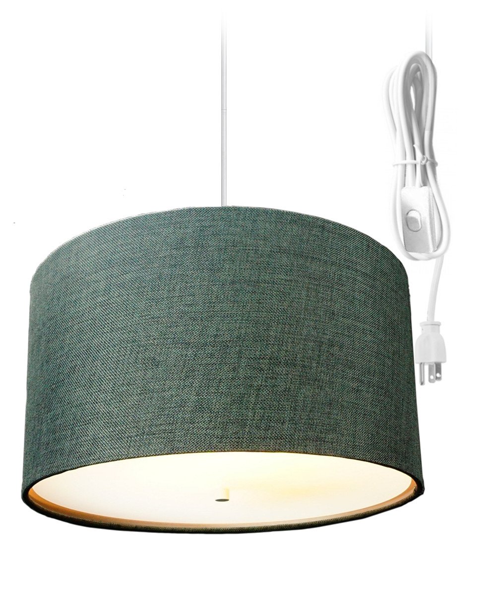 HomeConcept 2-Light Plug-in Swag Pendant with Diffuser - 18 Inch Granite Gray & White Cord - Perfect for Kitchen Island, Dining Room, or Bedroom Lighting