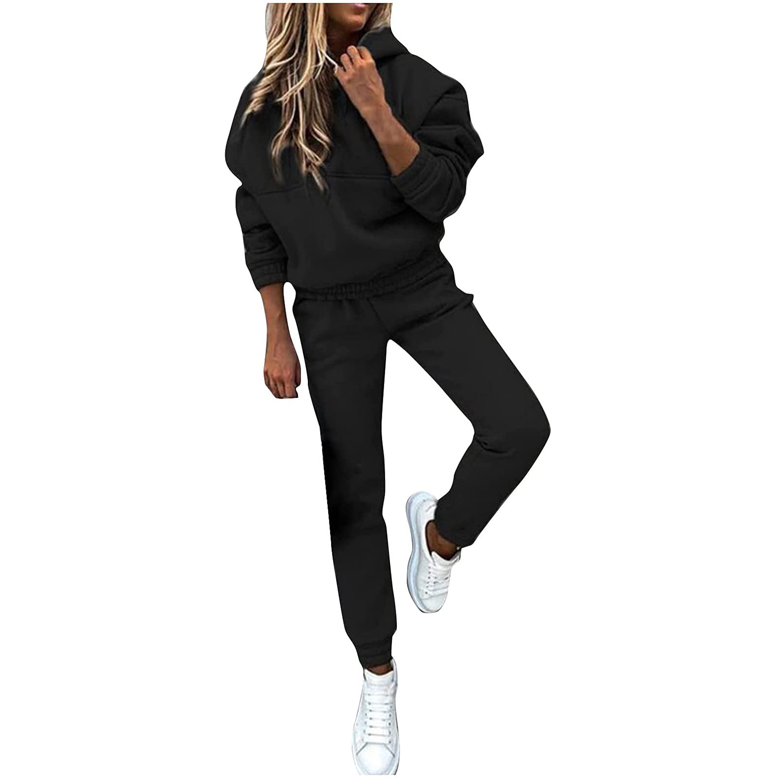 Women's 2-Piece Tracksuit Set - Long Sleeve Hooded Sweatshirt & Jogger Pants for Workout, Gym, Yoga, and Casual Wear