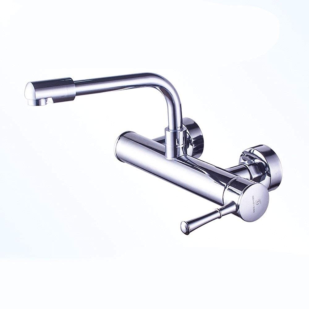 MUMUMI Wall Mounted Kitchen Faucet - Adjustable Cold & Hot Water Sink Tap with 360° Rotation & Extendable Spout for Washing Dishes, Vegetables & Filling Pots - Universal Fit for Wash Basins & Utility Sinks