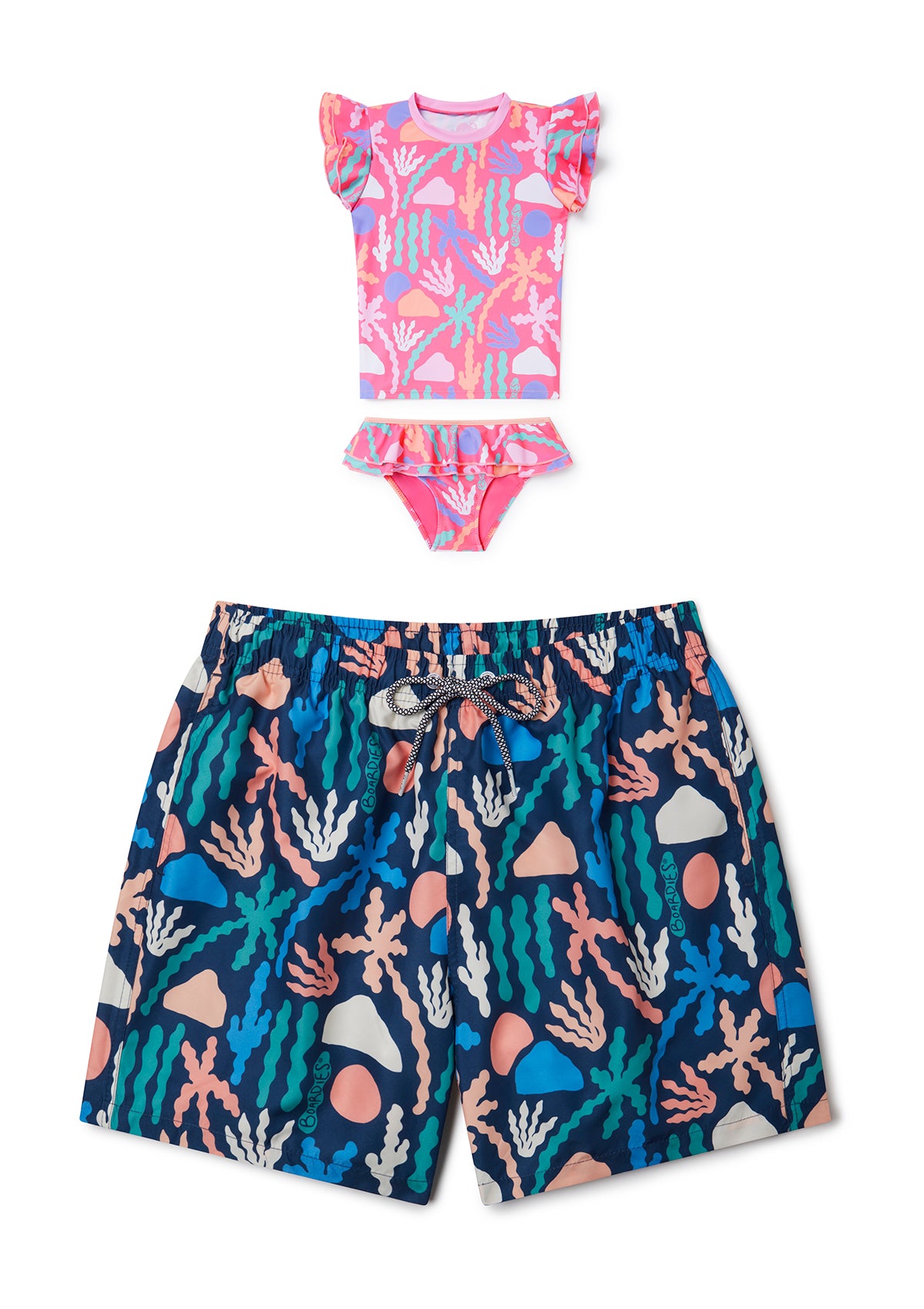 Palm Springs Little Girls Rashguard & Father Daughter Matching Swim Set - UV Protection for Beach, Pool & Family Vacations