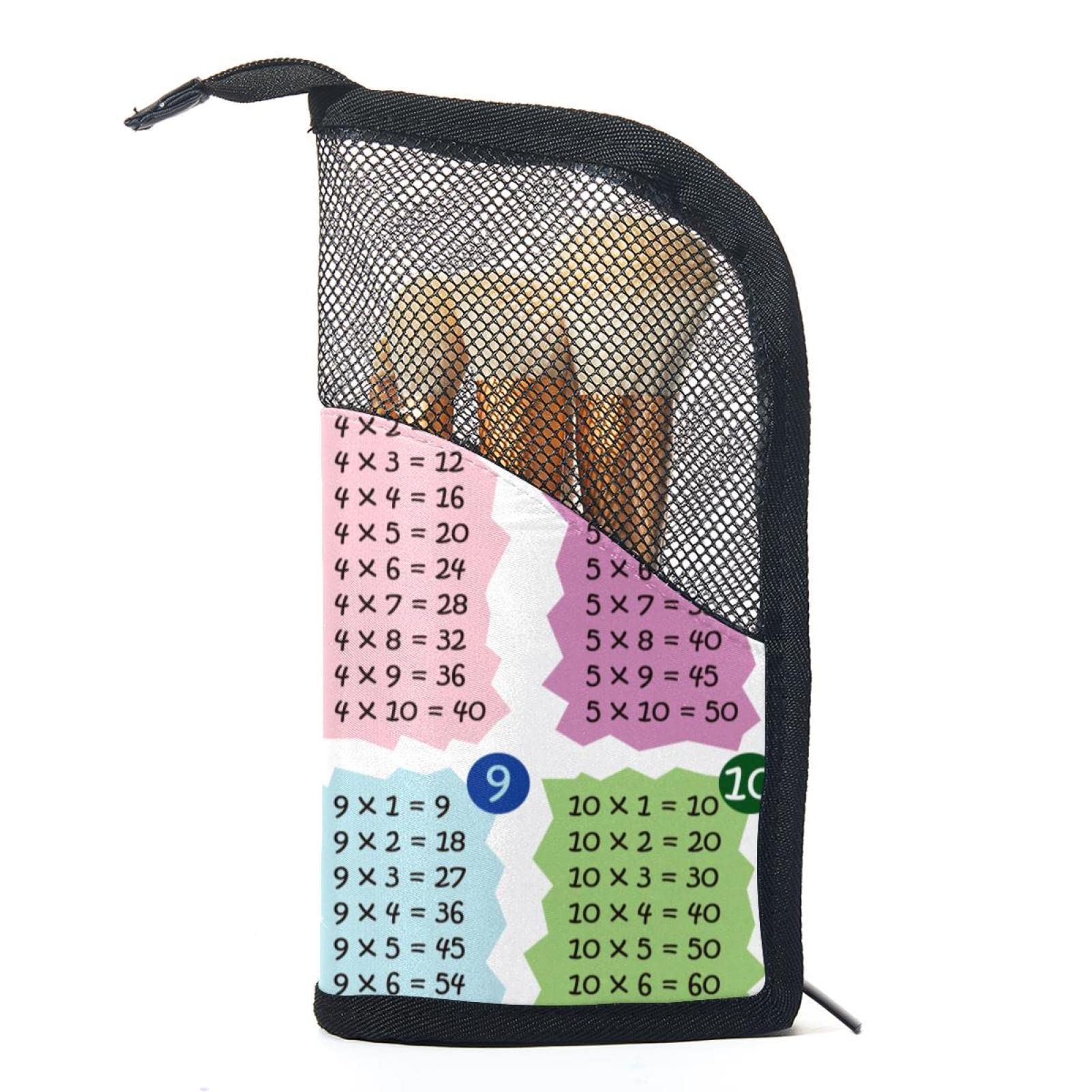 12-Piece Makeup Brush Organizer Bag with Portable Case - Includes Math Multiplication Table - Perfect for Travel, Home & Professional Makeup Artists