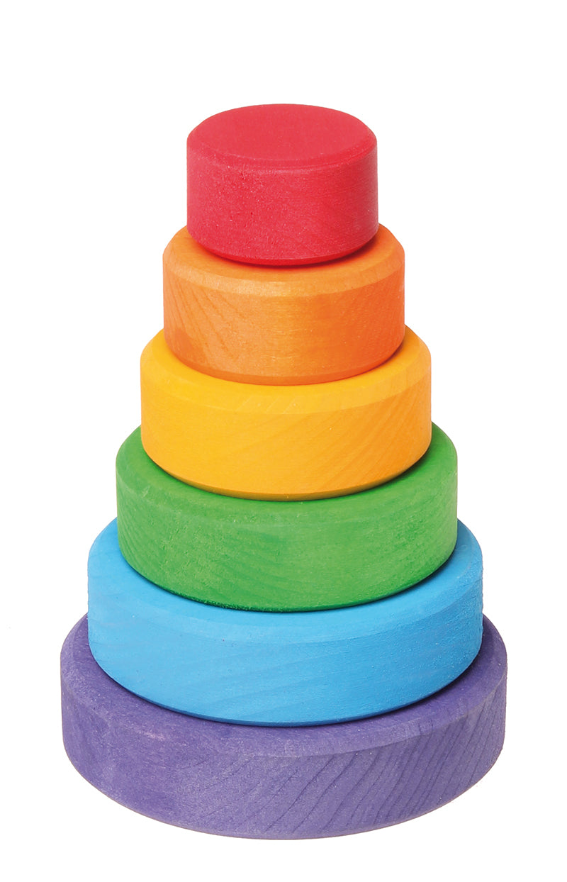 Grimm's Wooden Conical Tower Stacking Toy - Montessori Educational Blocks for Kids - Perfect for Early Learning, Playroom & Birthday Gifts
