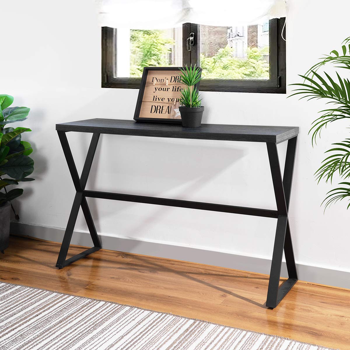 Modern X-Leg Console Table - Narrow Entryway Sofa Table with Easy Assembly, 43.3
