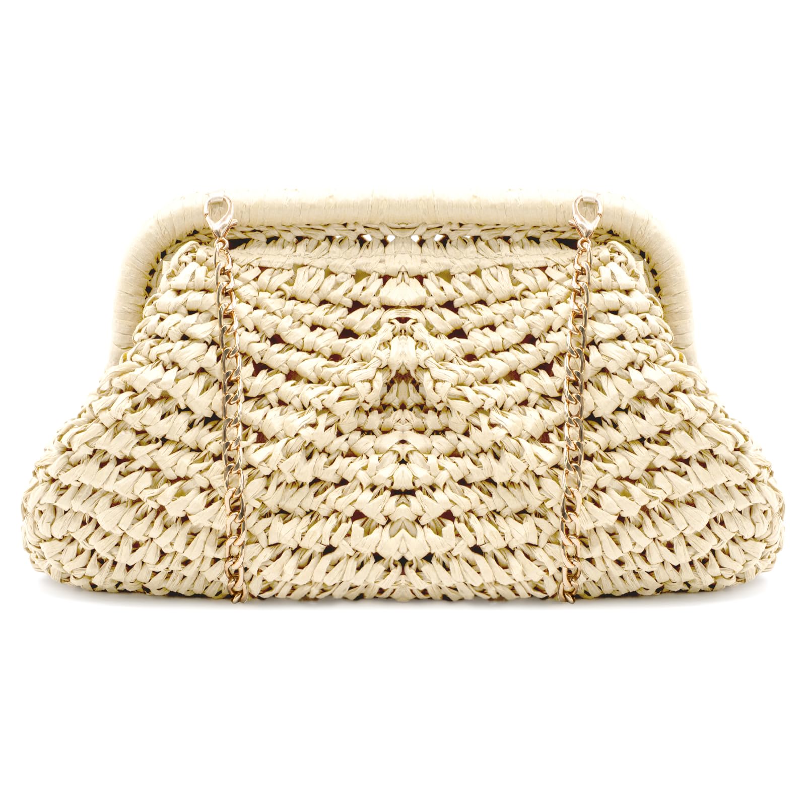 Women's Woven Straw Crossbody Bag - Beach Handbag with Pouch for Outings