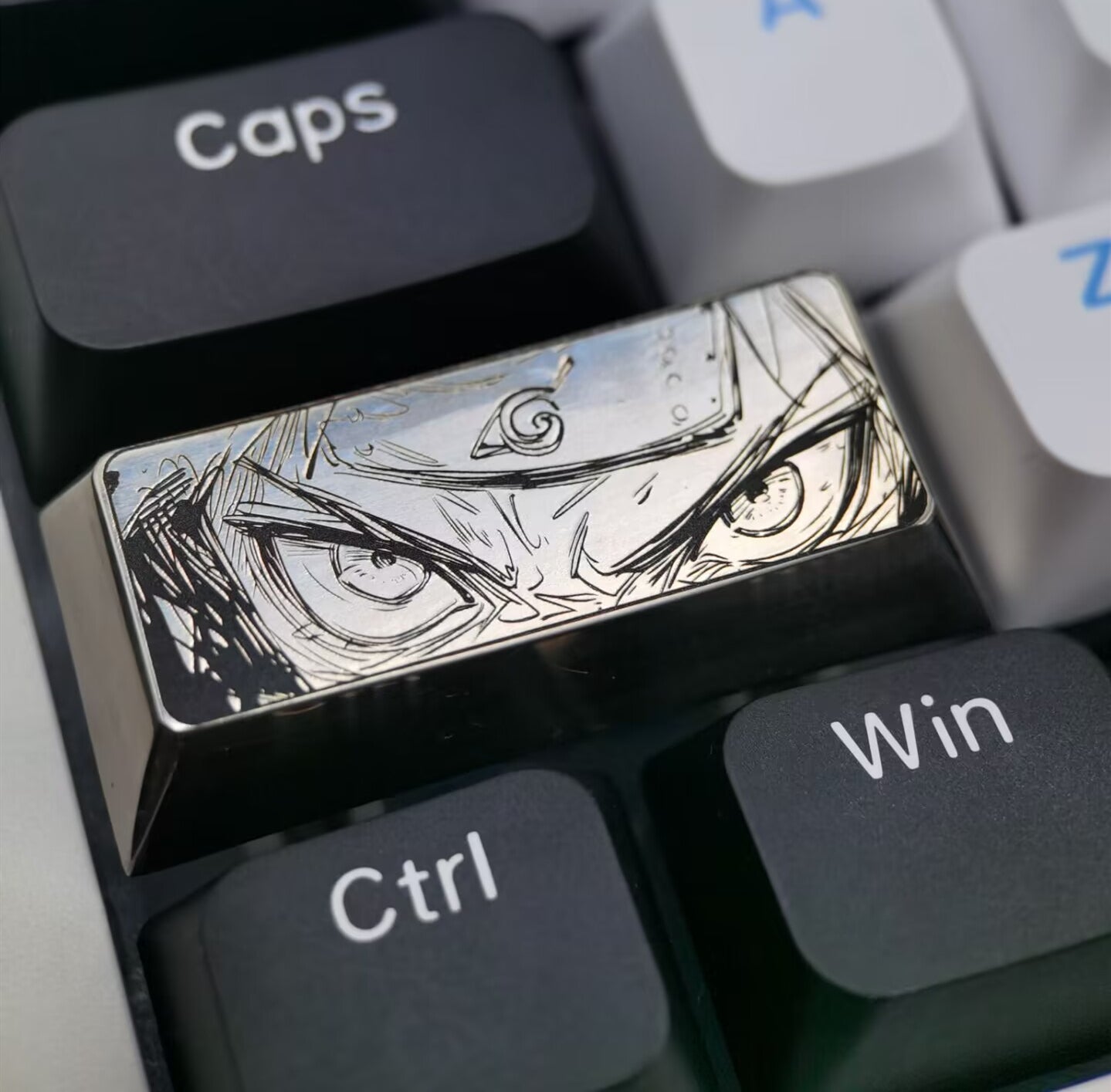 Naruto Anime Titanium Alloy Keycaps - 2.2.25U Plain Carved Manga Style Mechanical Keyboard Keycaps for Custom Gaming PC Setup | Perfect for Anime Fans & Mechanical Keyboard Enthusiasts