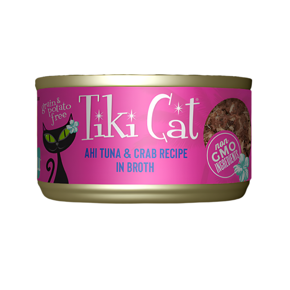 Premium Ahi Tuna & Crab in Broth Wet Cat Food - Grain-Free, High-Protein Canned Cat Food for Adult & Senior Cats - Perfect for Mealtime, Travel & Picky Eaters