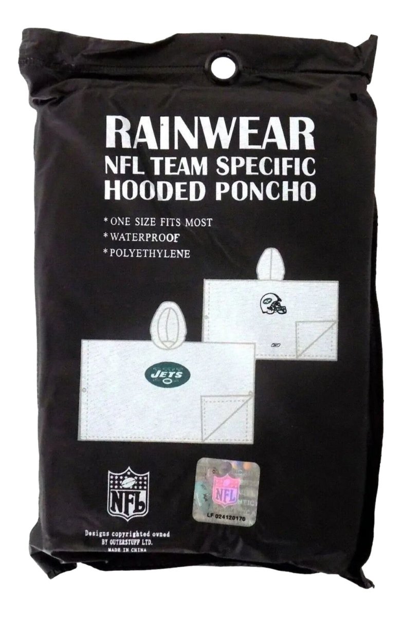New York Jets NFL Waterproof Poncho for Adults - Rainproof Stadium Gear for Football Games, Tailgating & Outdoor Events