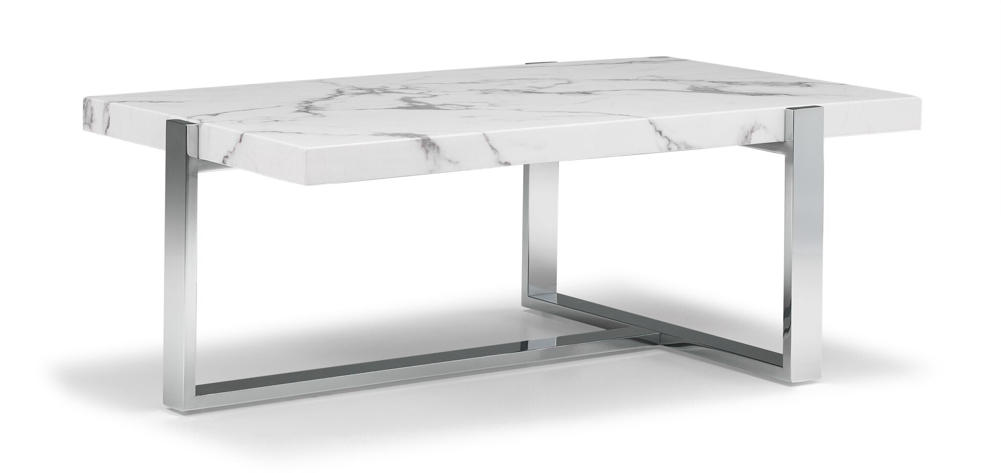 Bellissimo 44 Inch Modern Coffee Table - White & Grey Finish for Living Room, Lounge & Office Decor