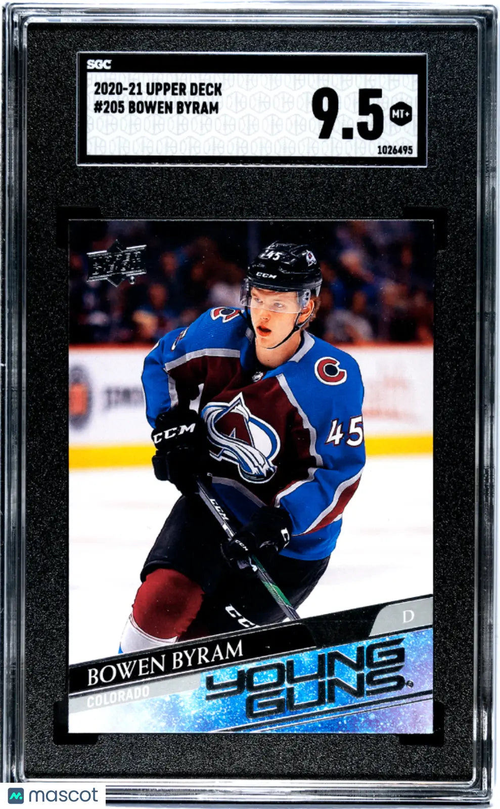 2020-21 Upper Deck Series 1 Hockey Bowen Byram Young Guns Rookie Card SGC 9.5 Gem Mint - Perfect for NHL Collectors & Hockey Fans Display