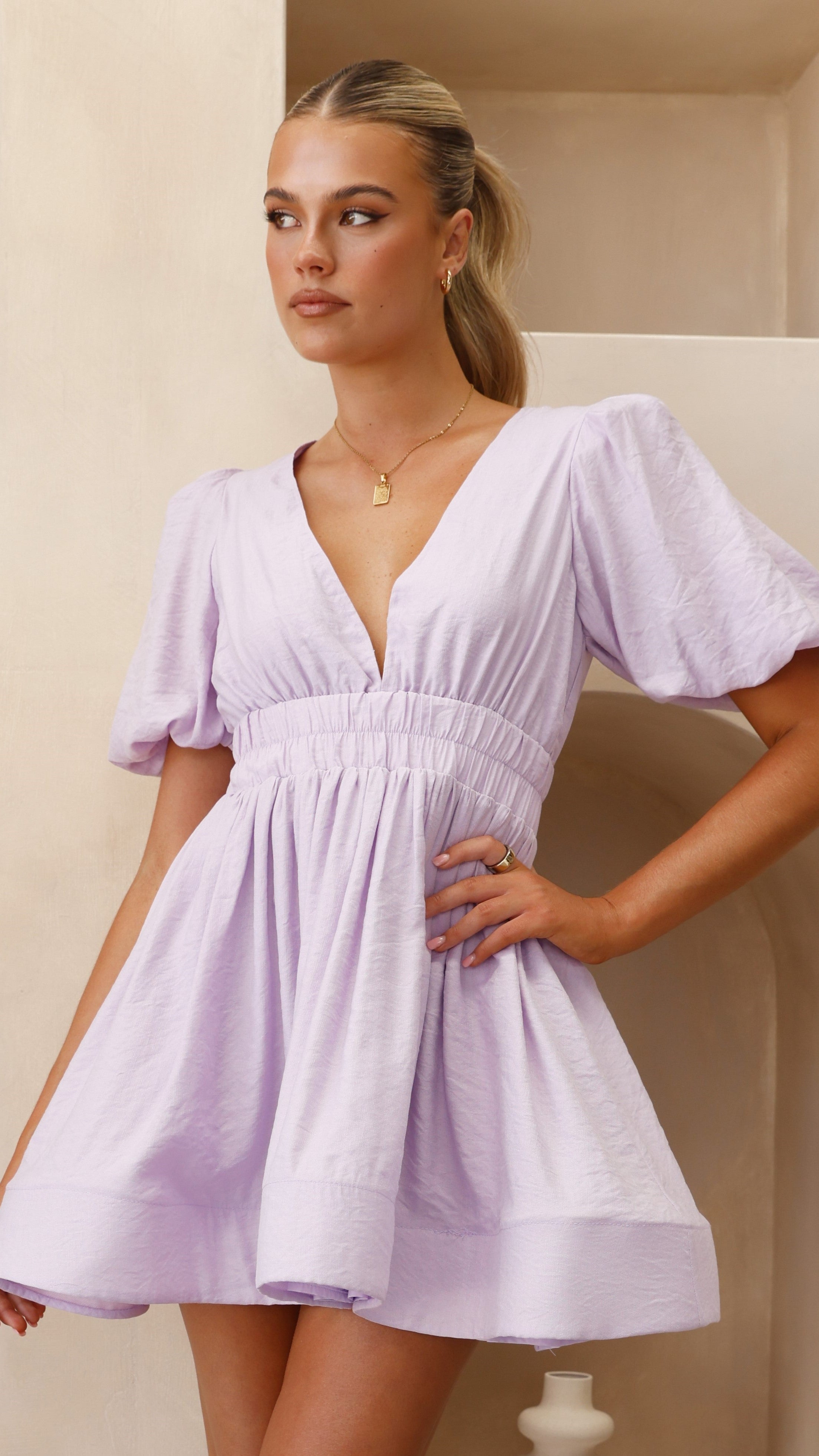 Erin Mini Dress in Lilac - Flirty & Feminine Short Dress for Date Night, Parties & Summer Outings