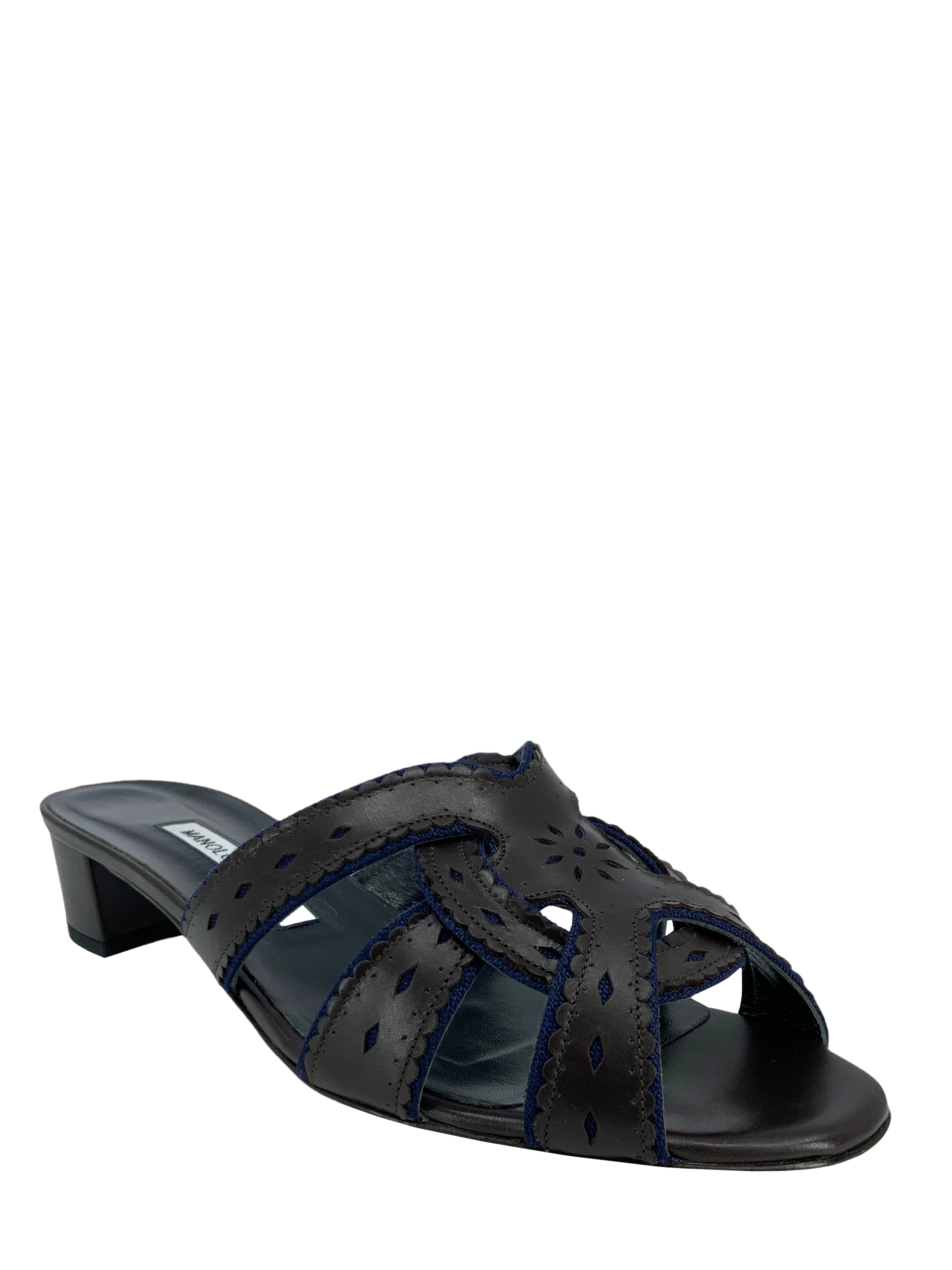 Manolo Blahnik Genuine Leather Mule Sandals for Women - Size 10 US | Comfortable Slide Shoes for Summer, Beach, and Casual Outings